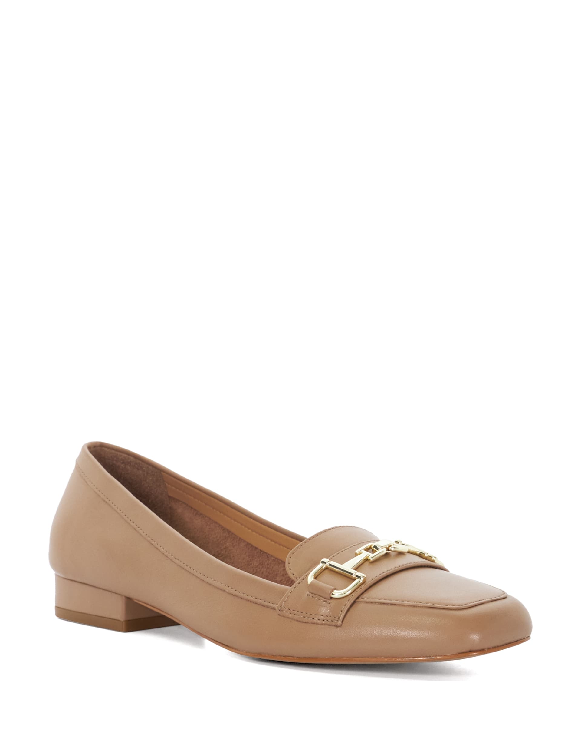 Dune London Women's Leather Block Heel Loafers - 5 - Camel, Camel