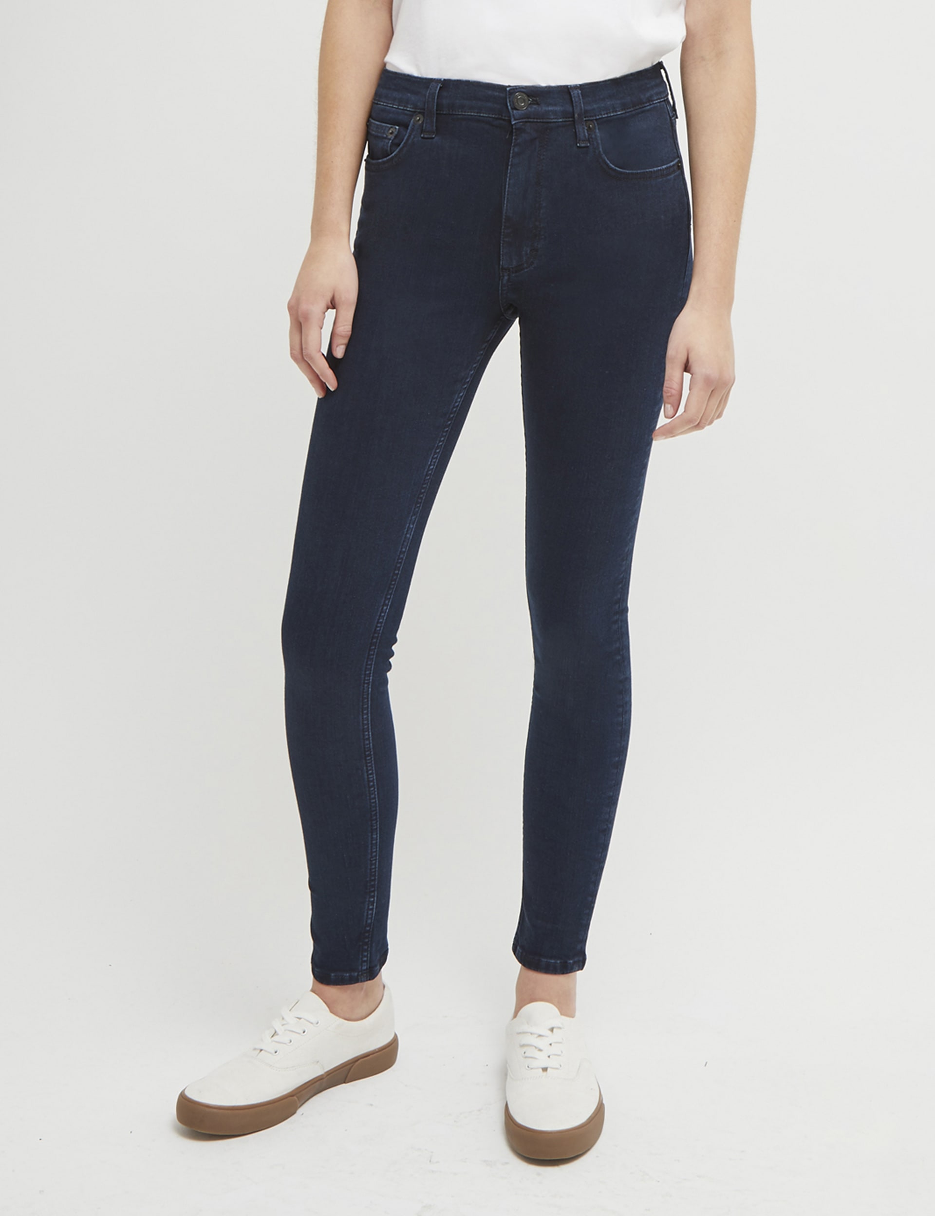 French Connection Women's High Waisted Skinny Jeans - 8 - Blue/Black, Blue/Black