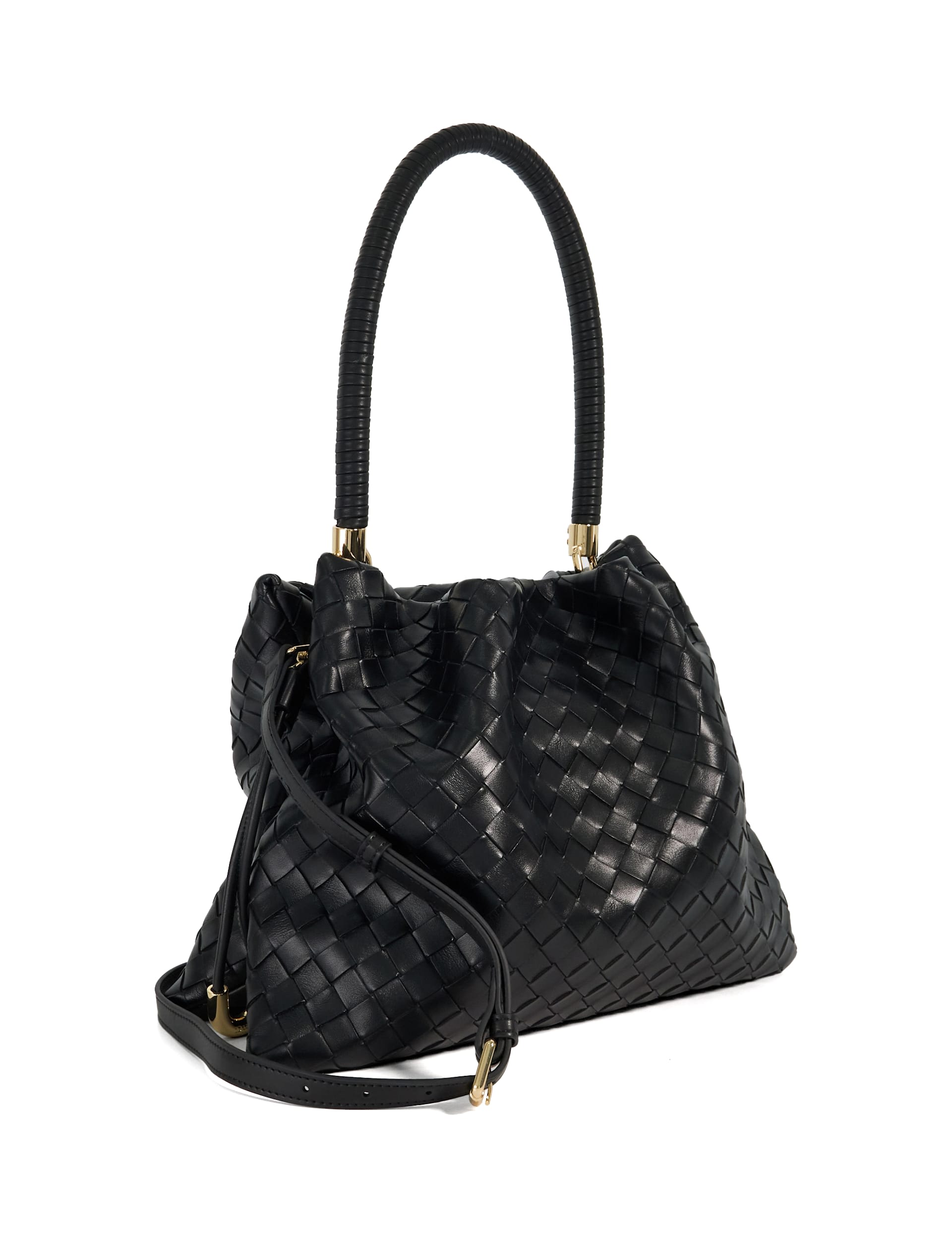 Dune London Women's Leather Woven Grab Bag - Black, Black,Cream