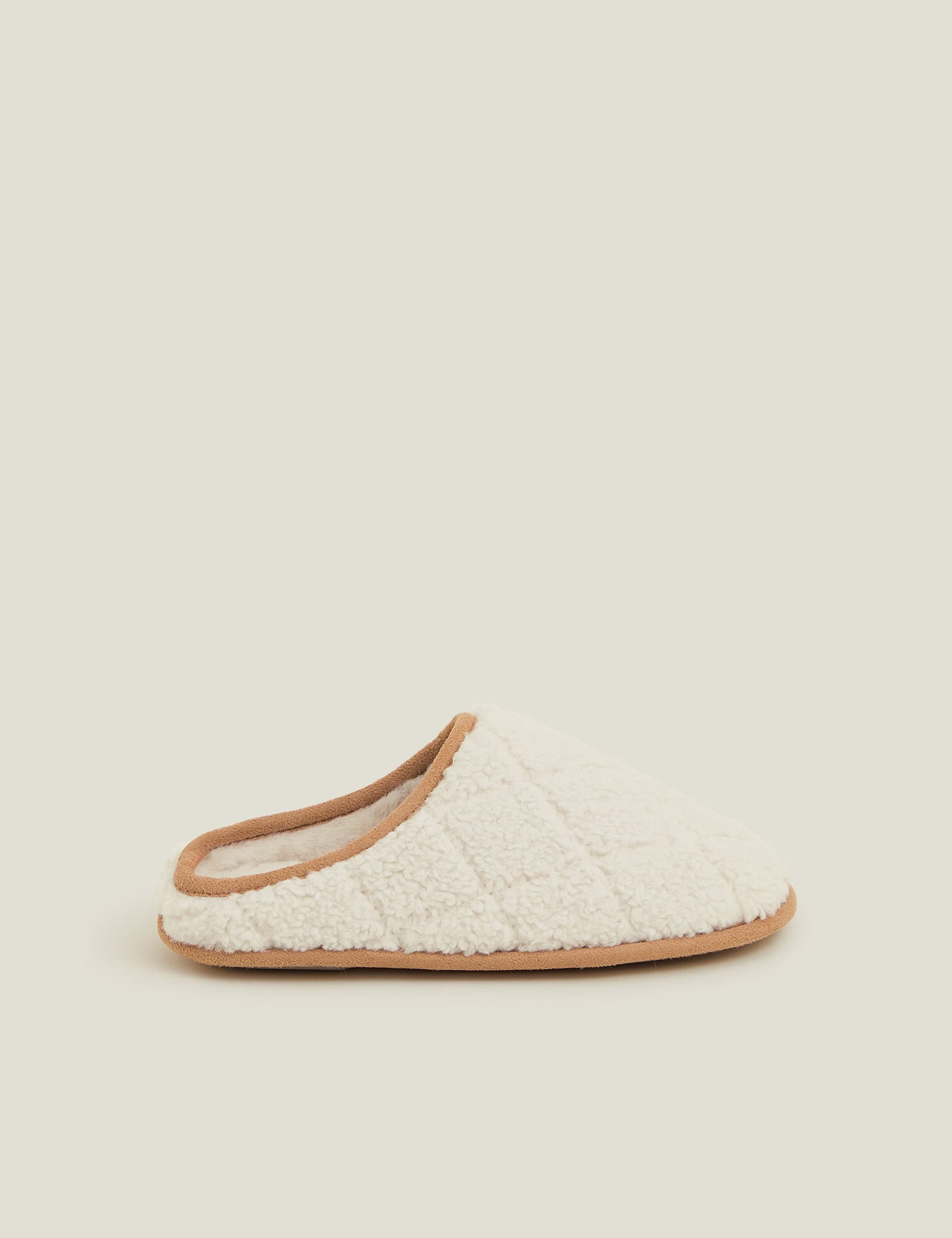 Accessorize Women's Faux Shearling Quilted Mule Slippers - Cream, Cream