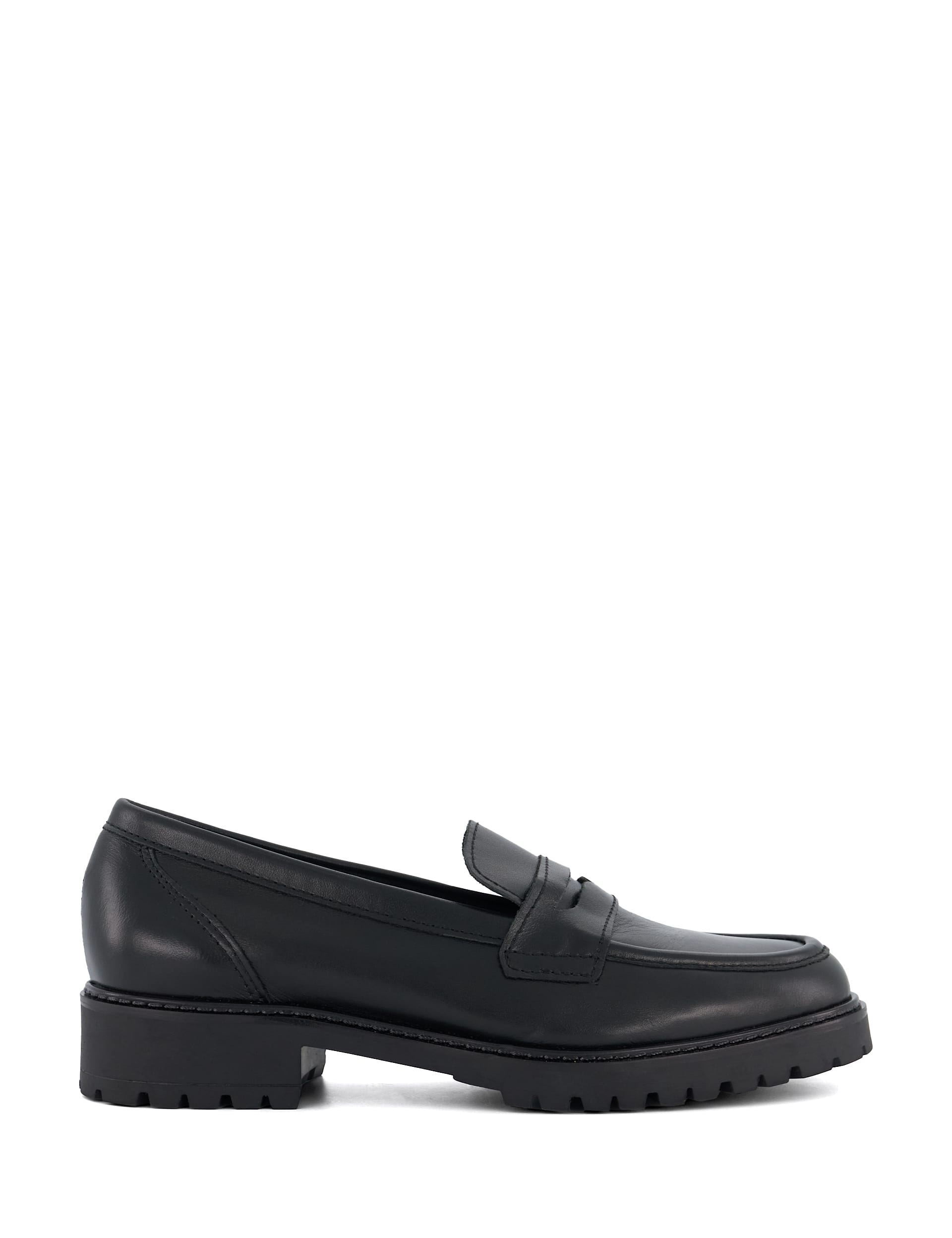 Dune London Women's Wide Fit Leather Slip On Loafers - 4 - Black, Black