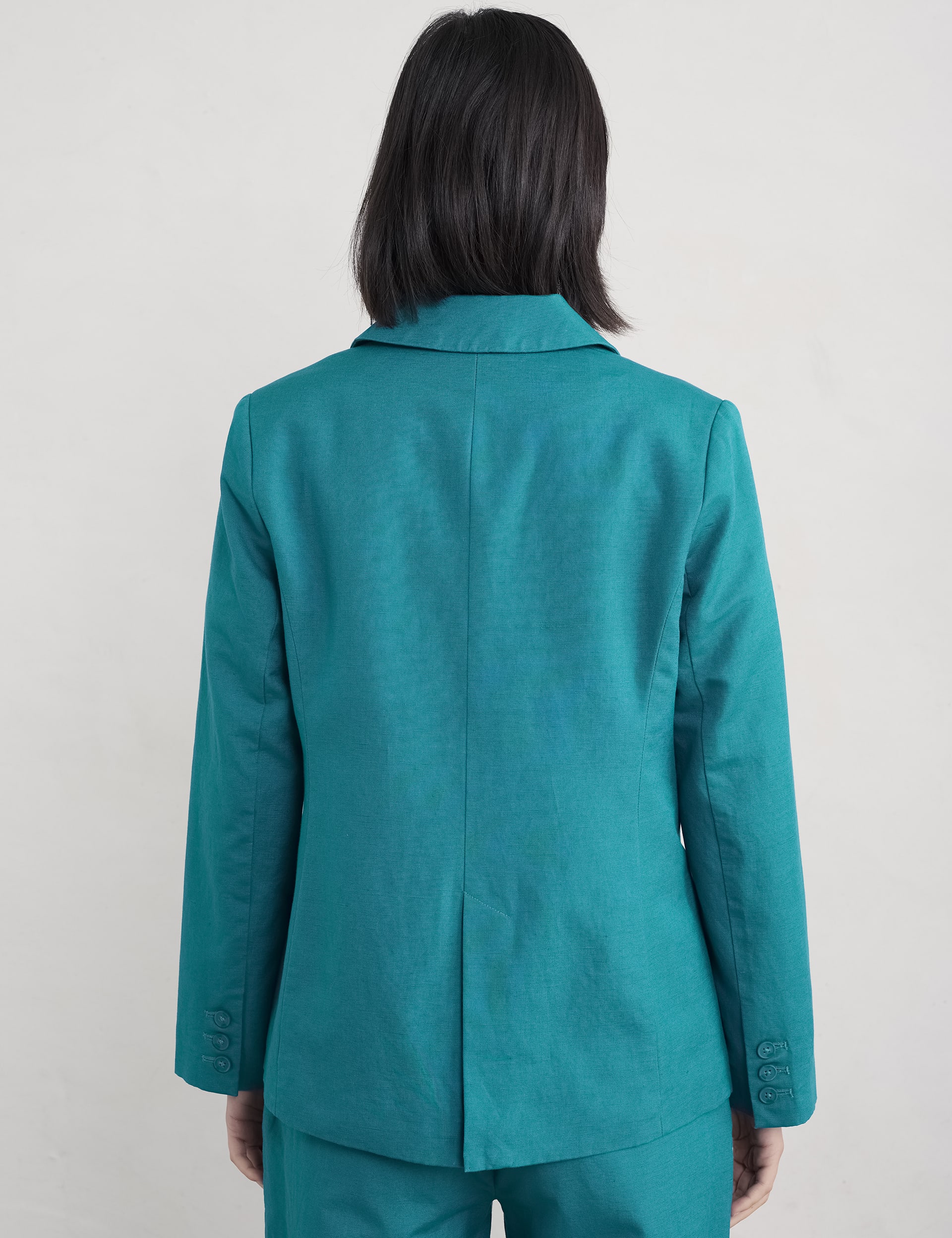 Seasalt Cornwall Women's Linen Blend Slim Single Breasted Blazer - 12 - Teal, Teal