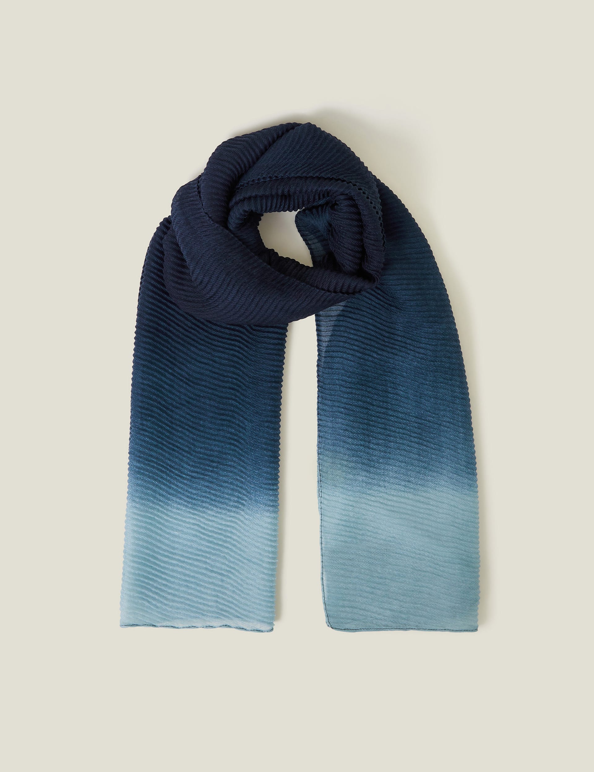 Accessorize Women's Woven Ombre Pleated Scarf - Navy, Navy