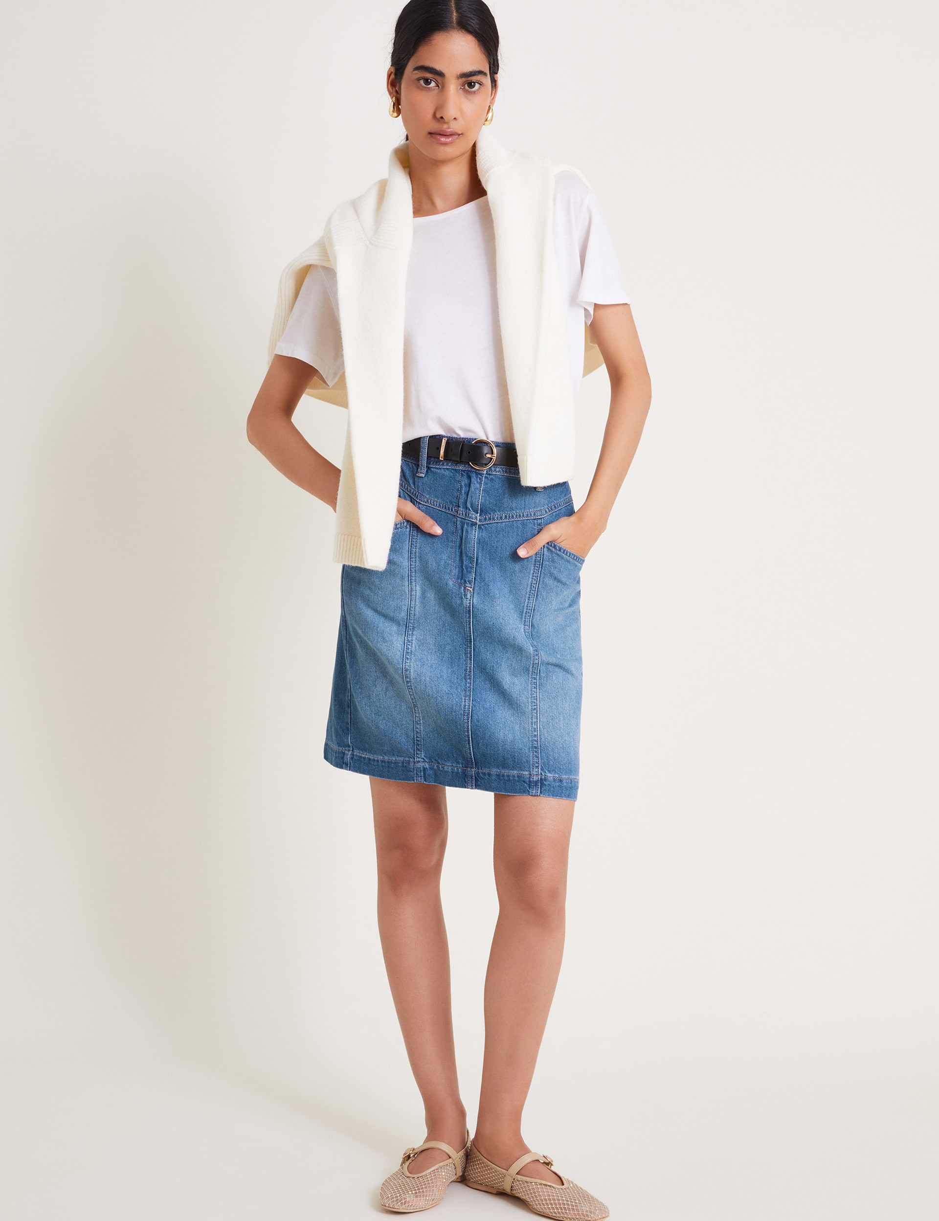 Monsoon Women's Denim Mini Skirt - 18 - Blue Denim, Blue Denim