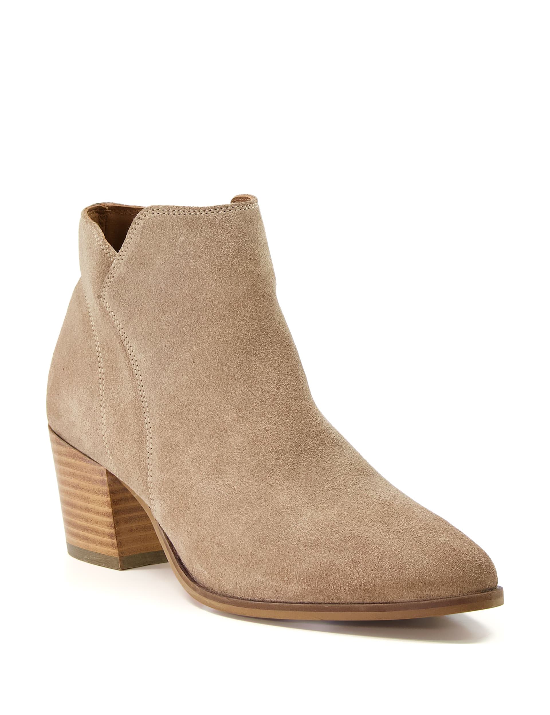 Dune London Women's Wide Fit Suede Block Heel Ankle Boots - 3 - Sand, Sand