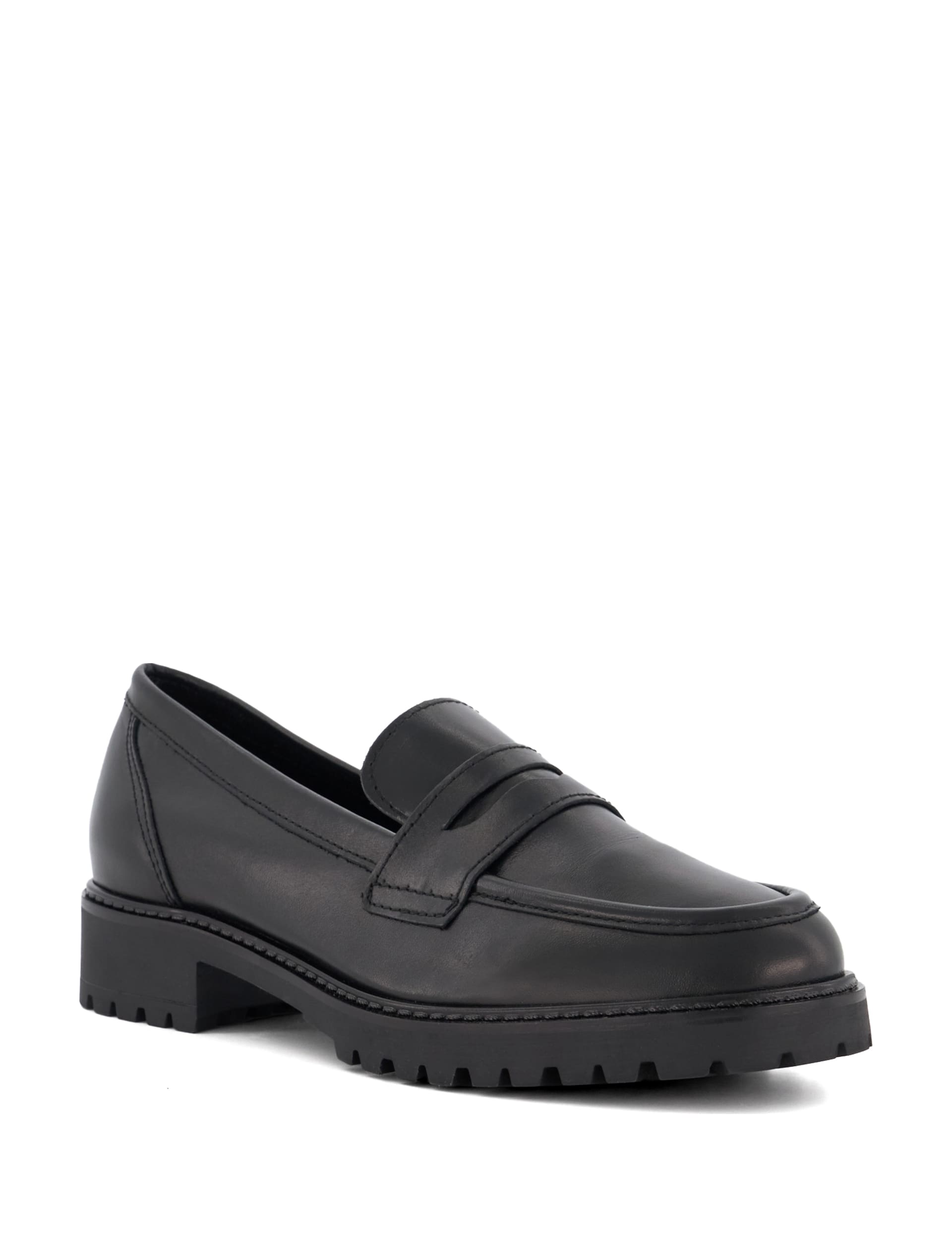 Dune London Women's Leather Slip On Loafers - 5 - Black, Black