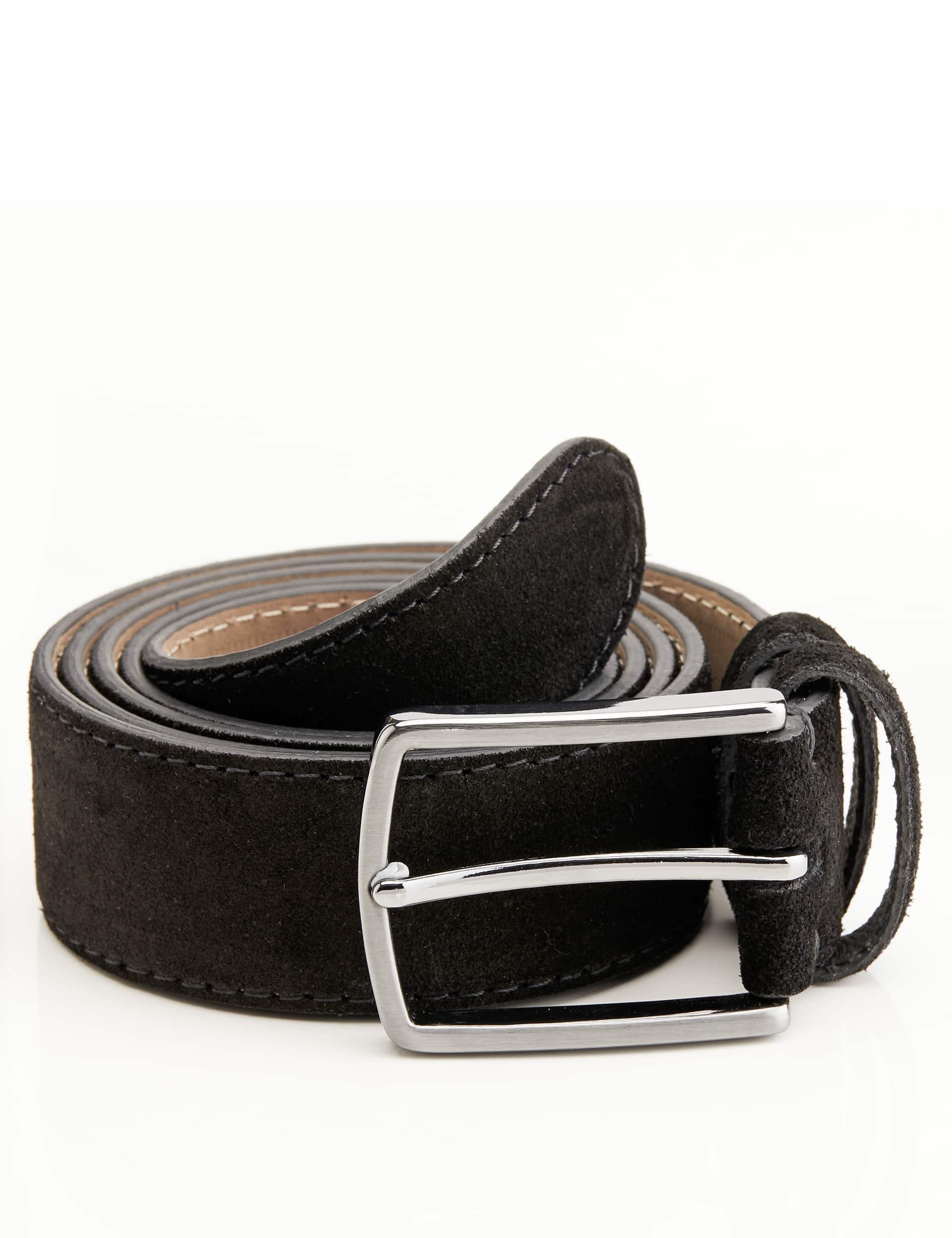 Jones Bootmaker Men's Suede Rectangular Buckle Belt - 34-36 - Black Mix, Black Mix