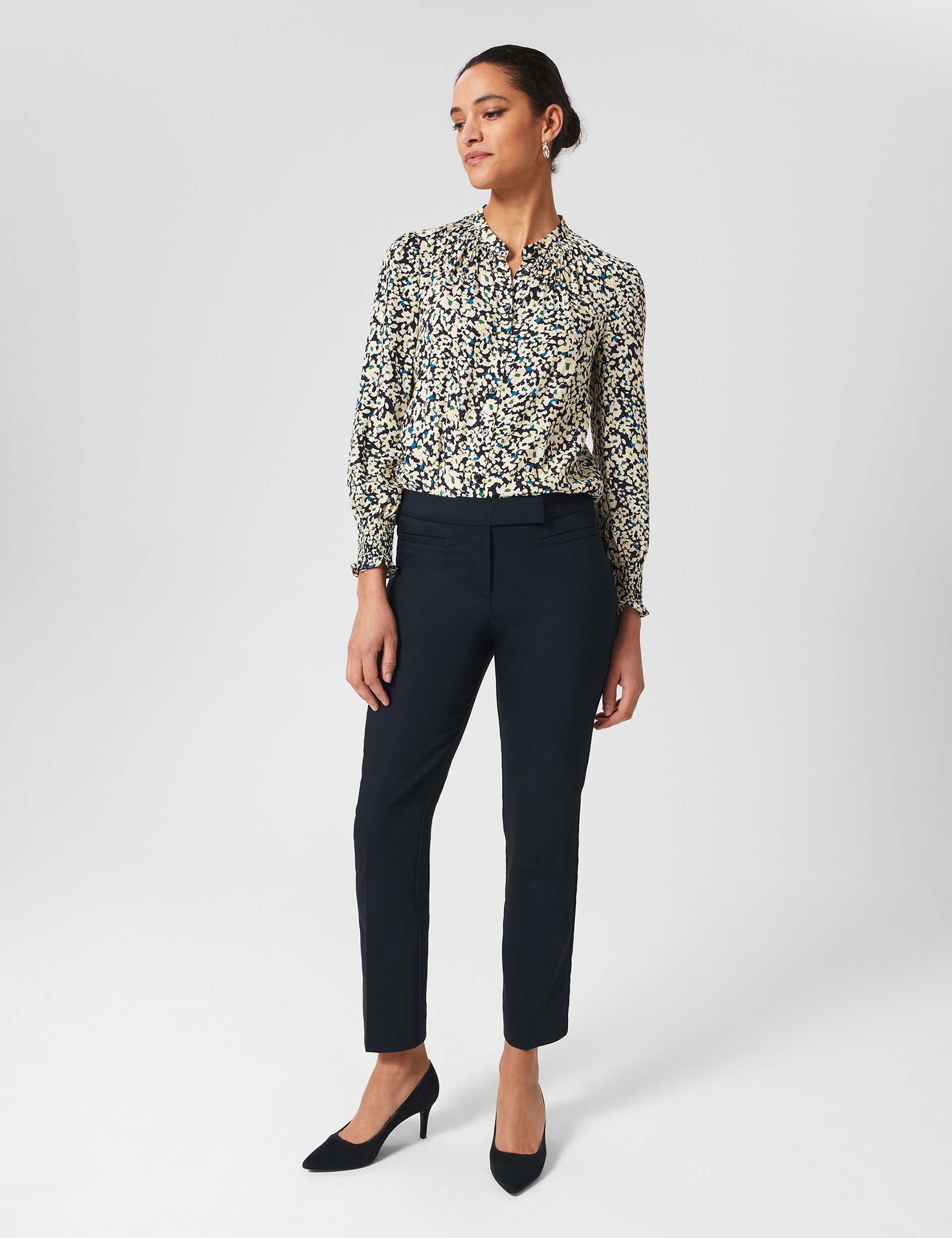 Hobbs Women's Cotton Blend Slim Fit Trousers - 20 - Navy, Navy