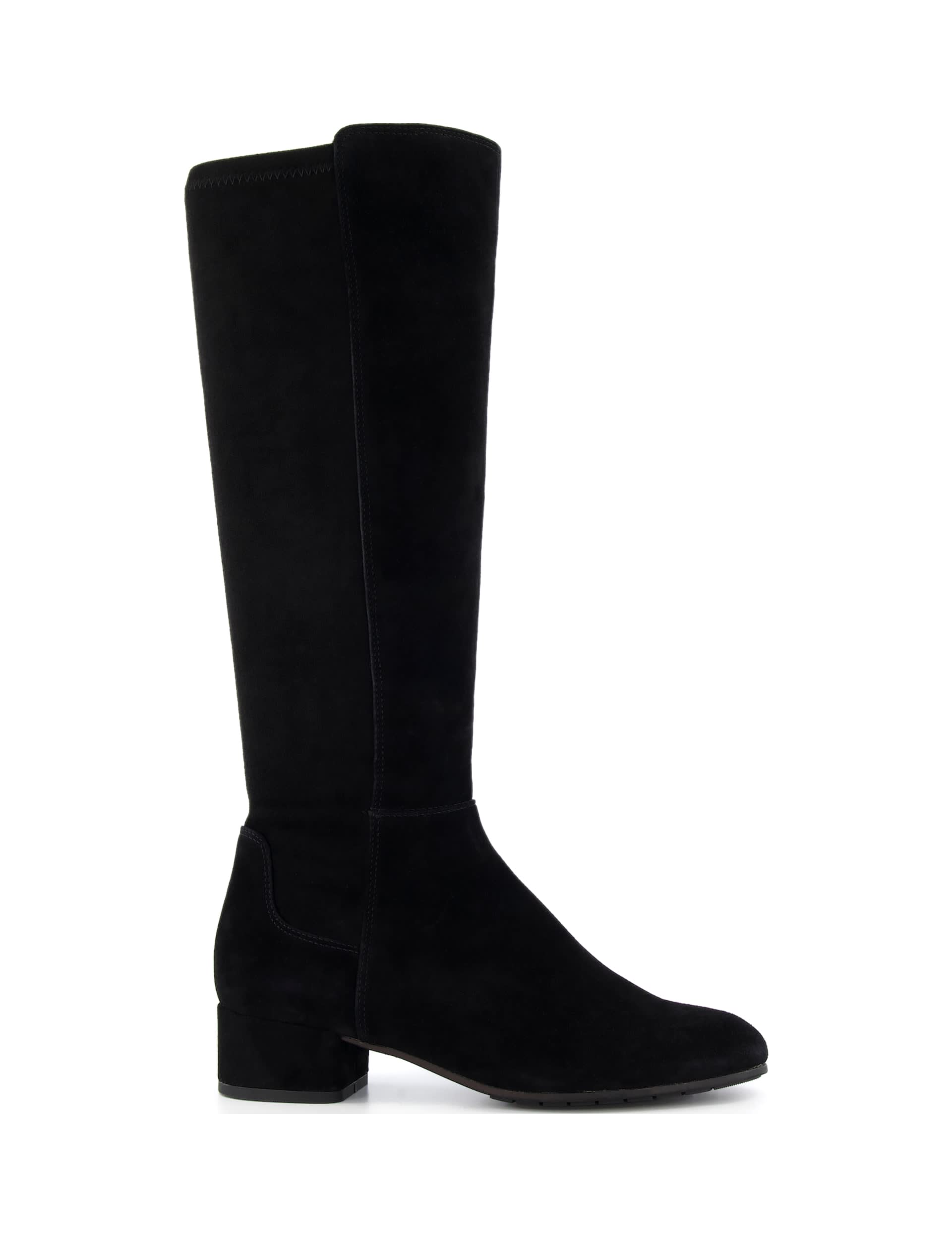 Dune London Women's Wide Fit Suede Block Heel Knee High Boots - 5 - Black, Black