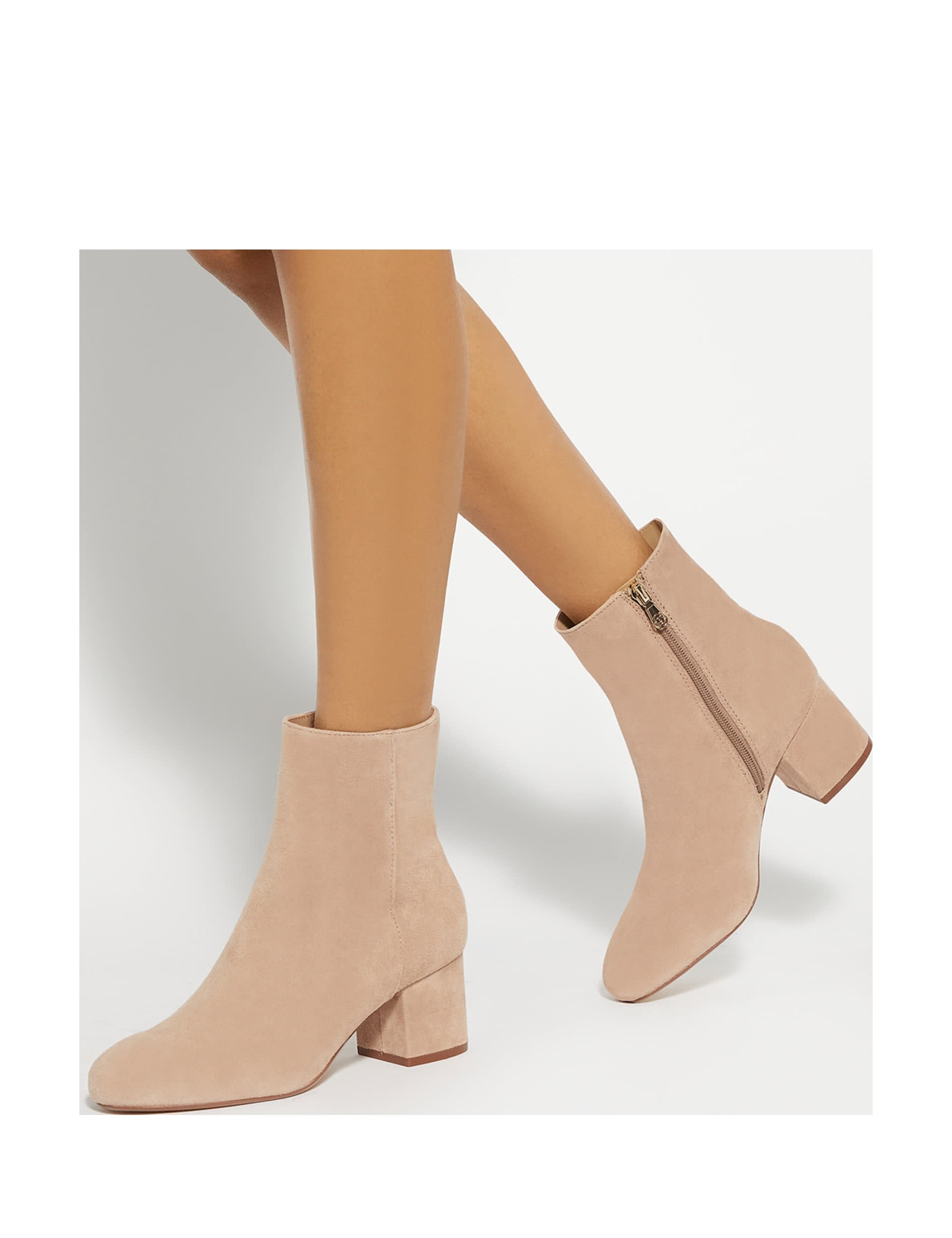 Dune London Women's Suede Block Heel Ankle Boots - 3 - Camel, Camel