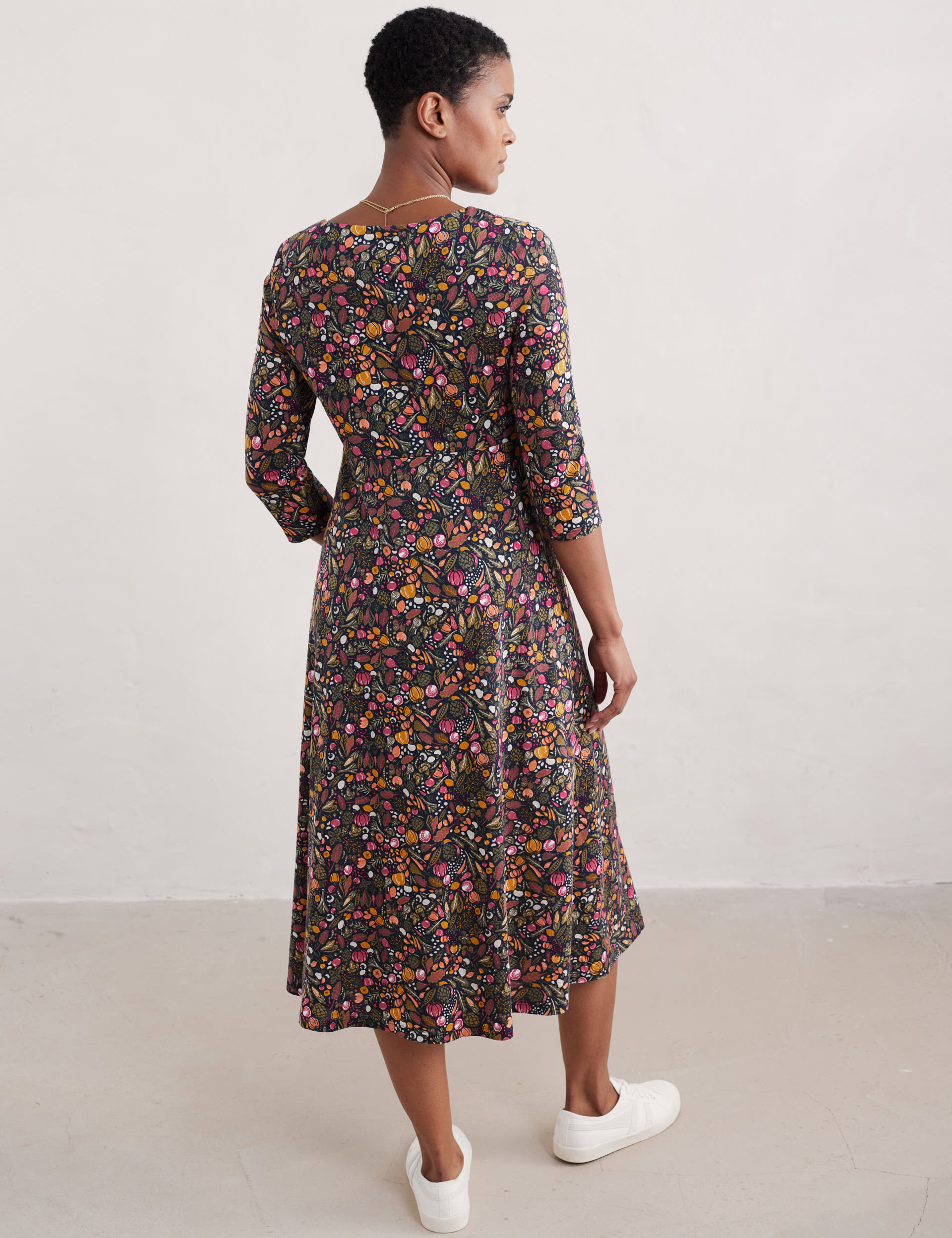 Seasalt Cornwall Women's Cotton Rich Printed Scoop Neck Midi Dress - 10REG - Multi, Multi