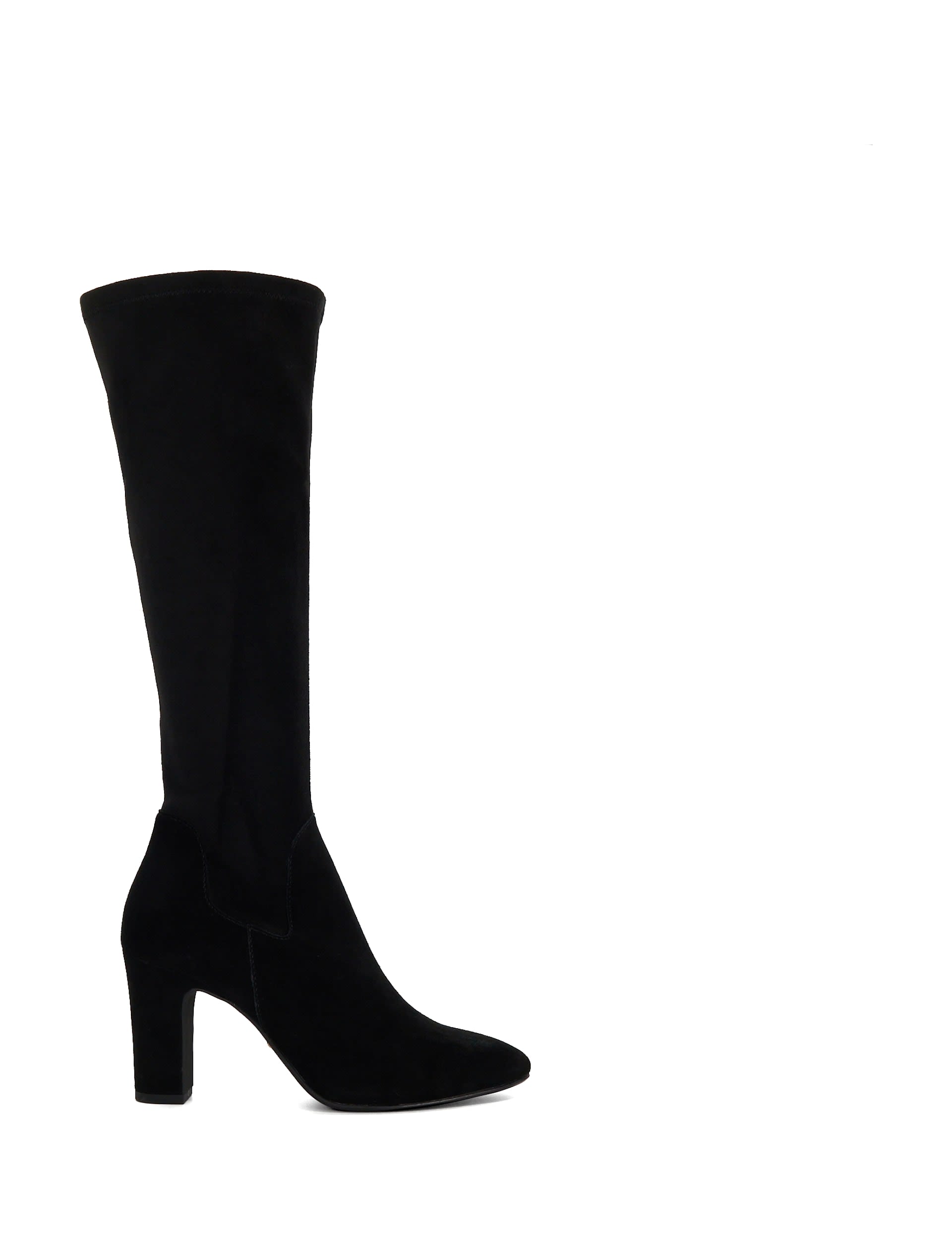 Dune London Women's Wide Fit Leather Block Heel Knee High Boots - 3 - Black, Black