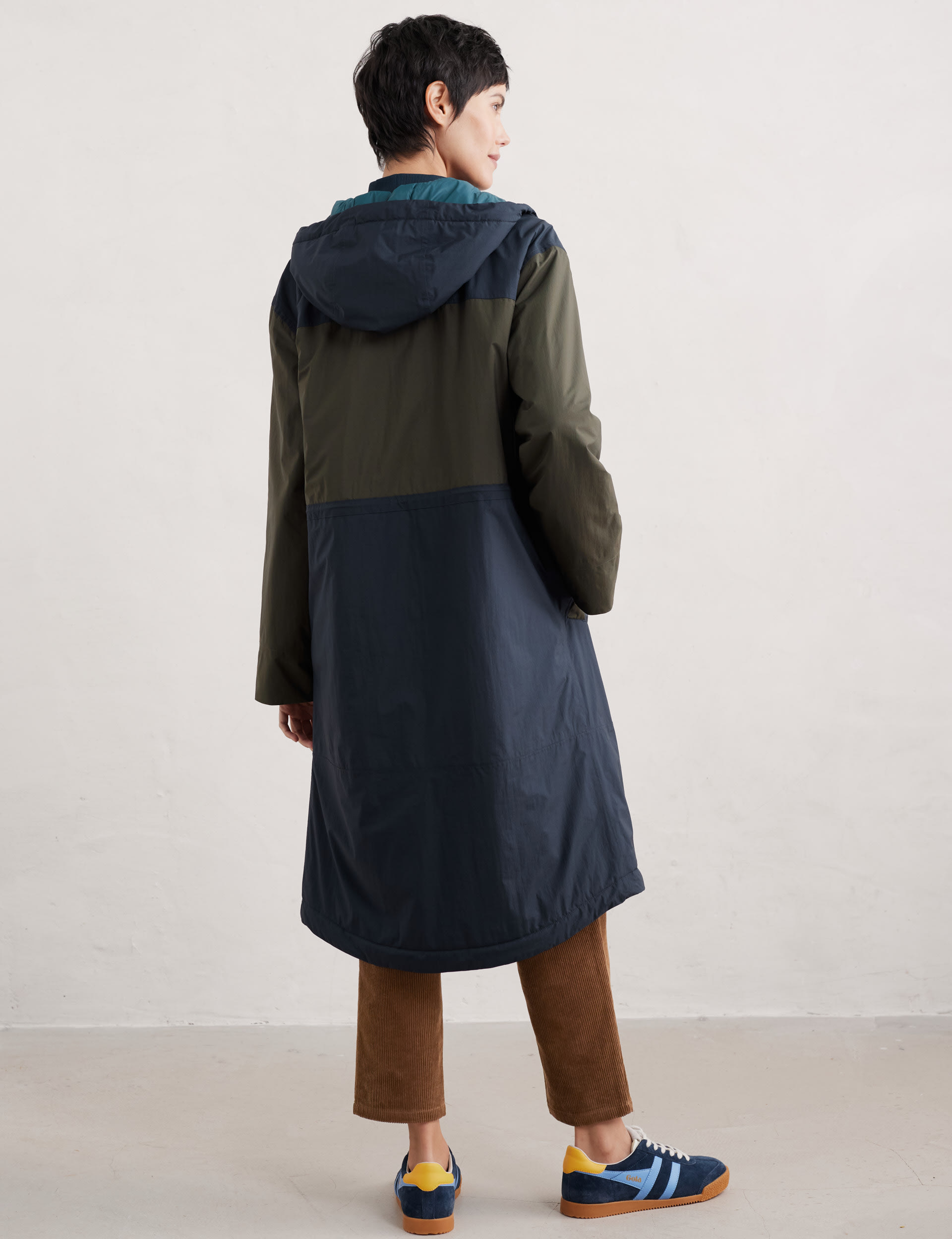 Seasalt Cornwall Women's Hooded Longline Parka Coat - 20 - Dark Green Mix, Dark Green Mix