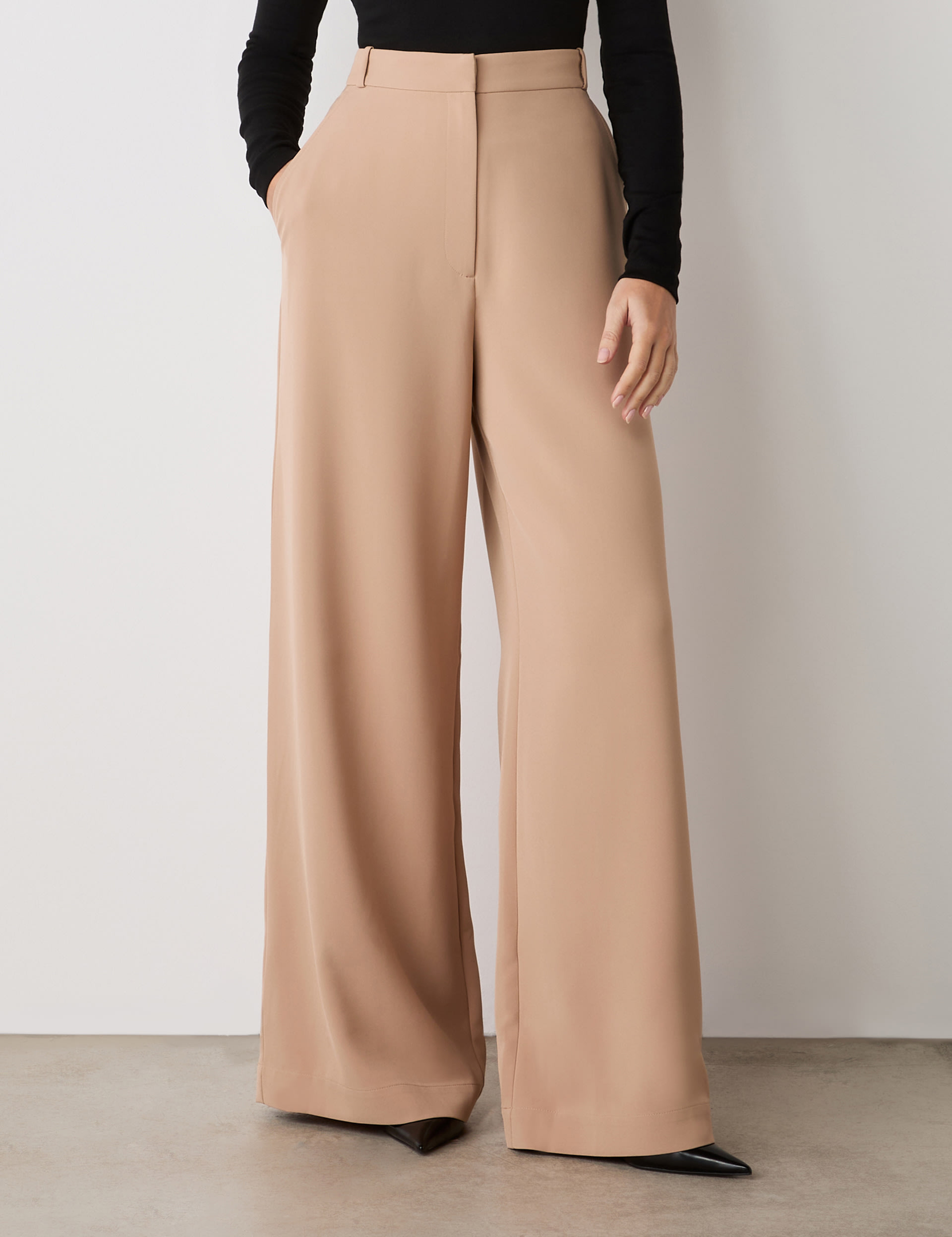 Finery London Women's Wide Leg Trousers - 16REG - Camel, Navy,Black,Camel