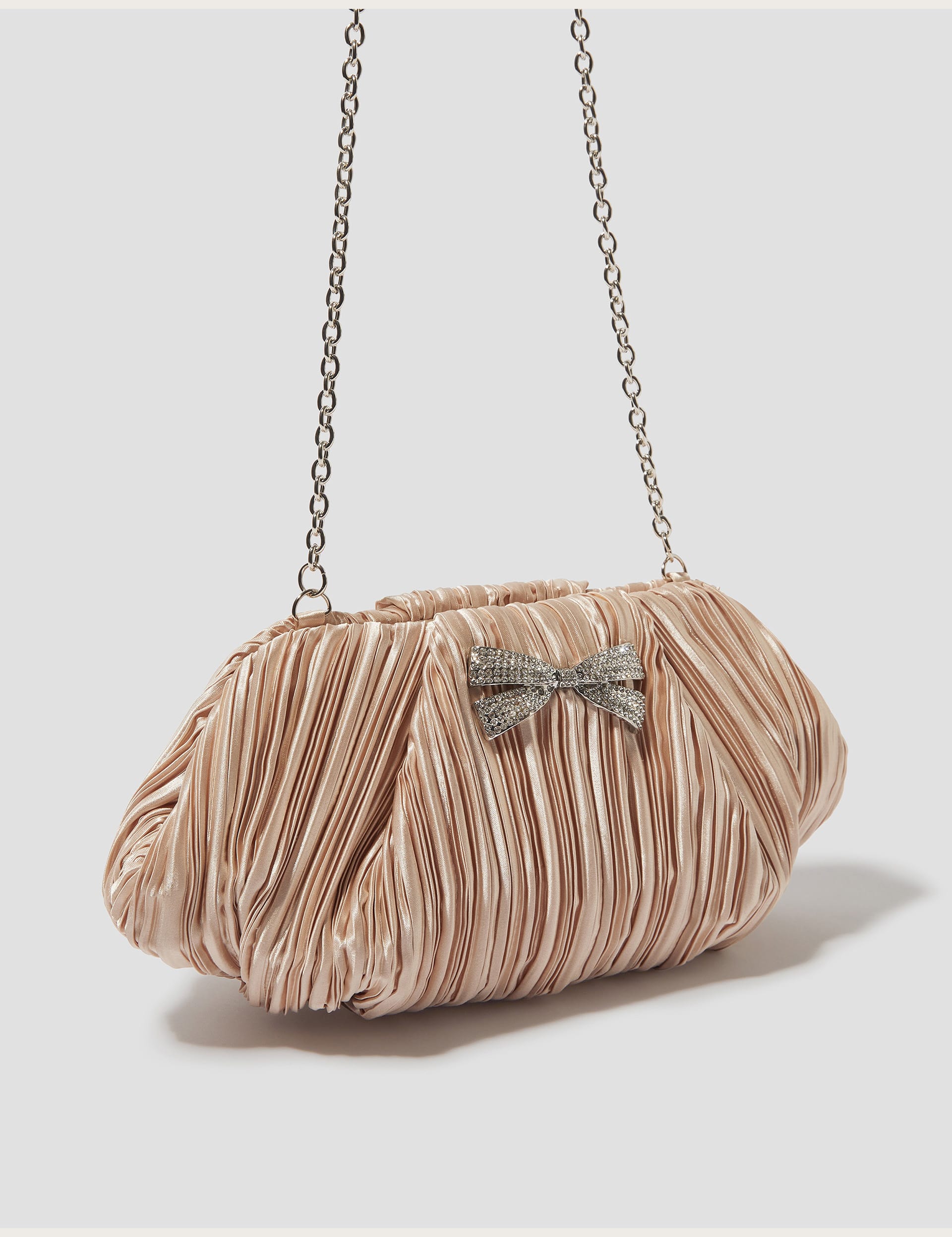 Monsoon Women's Pleated Chain Strap Clutch Bag - Blush, Blush