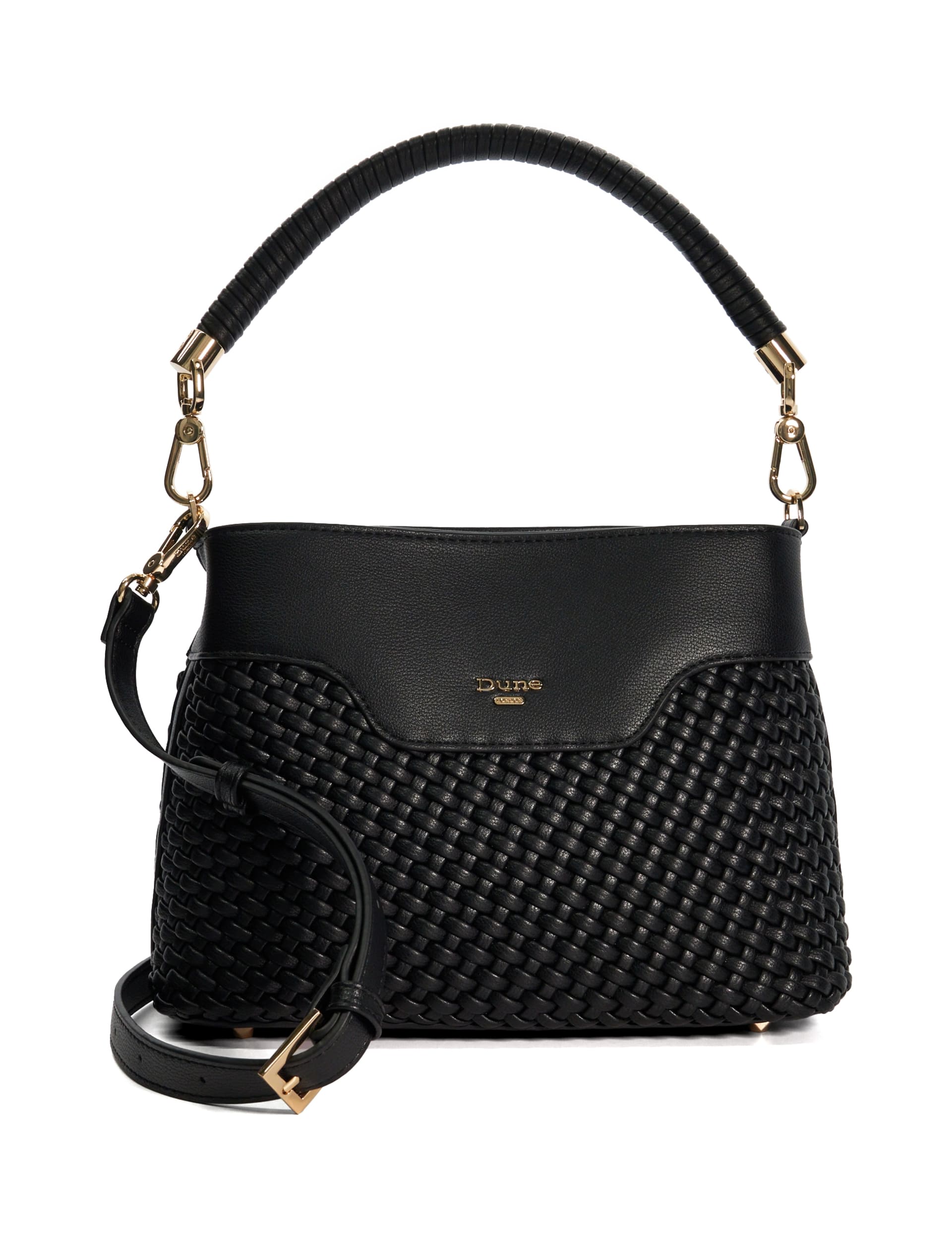 Dune London Women's Faux Leather Woven Grab Bag - Black, Black