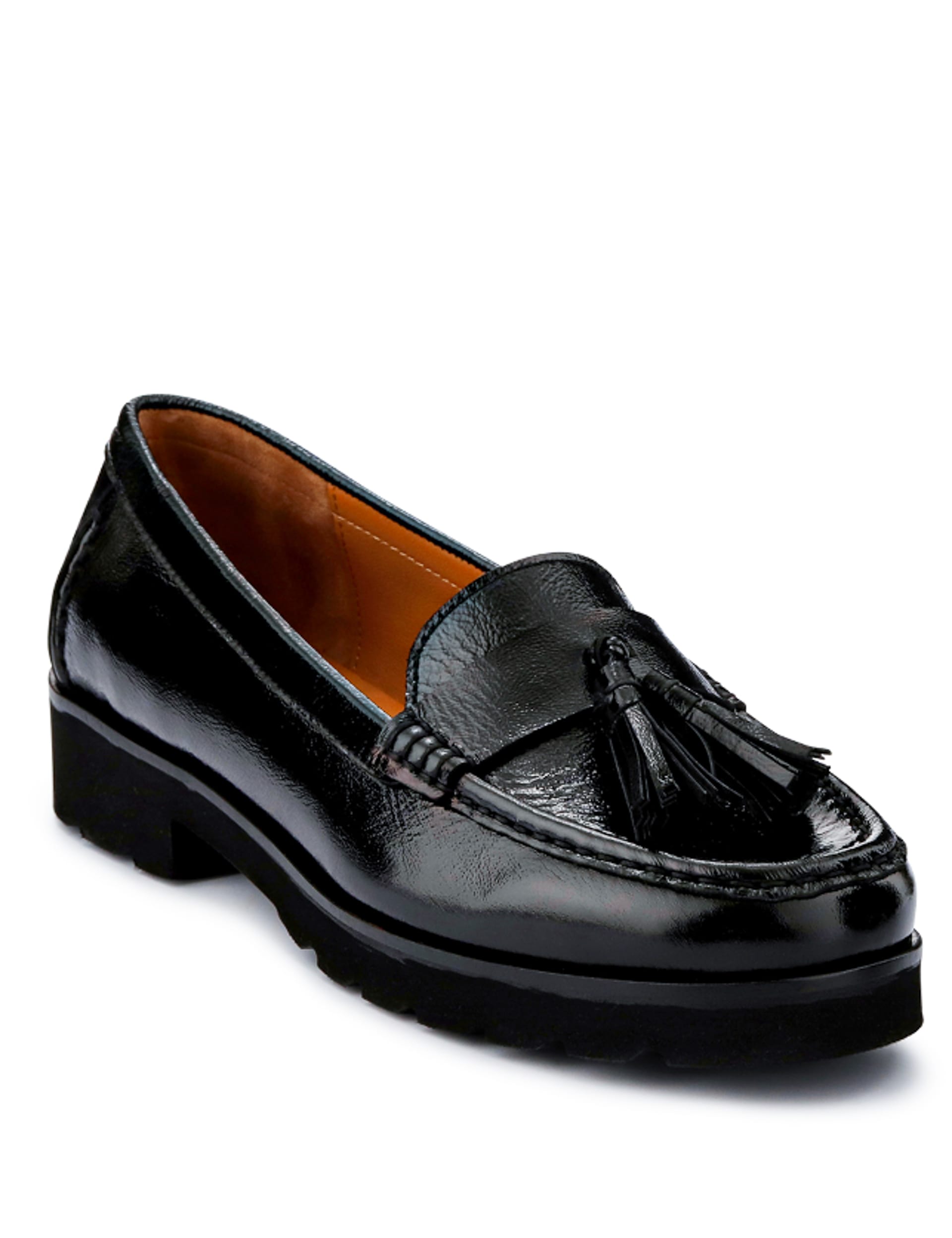 Jones Bootmaker Women's Patent Leather Tassel Loafers - 5 - Black Mix, Navy Mix,Black Mix