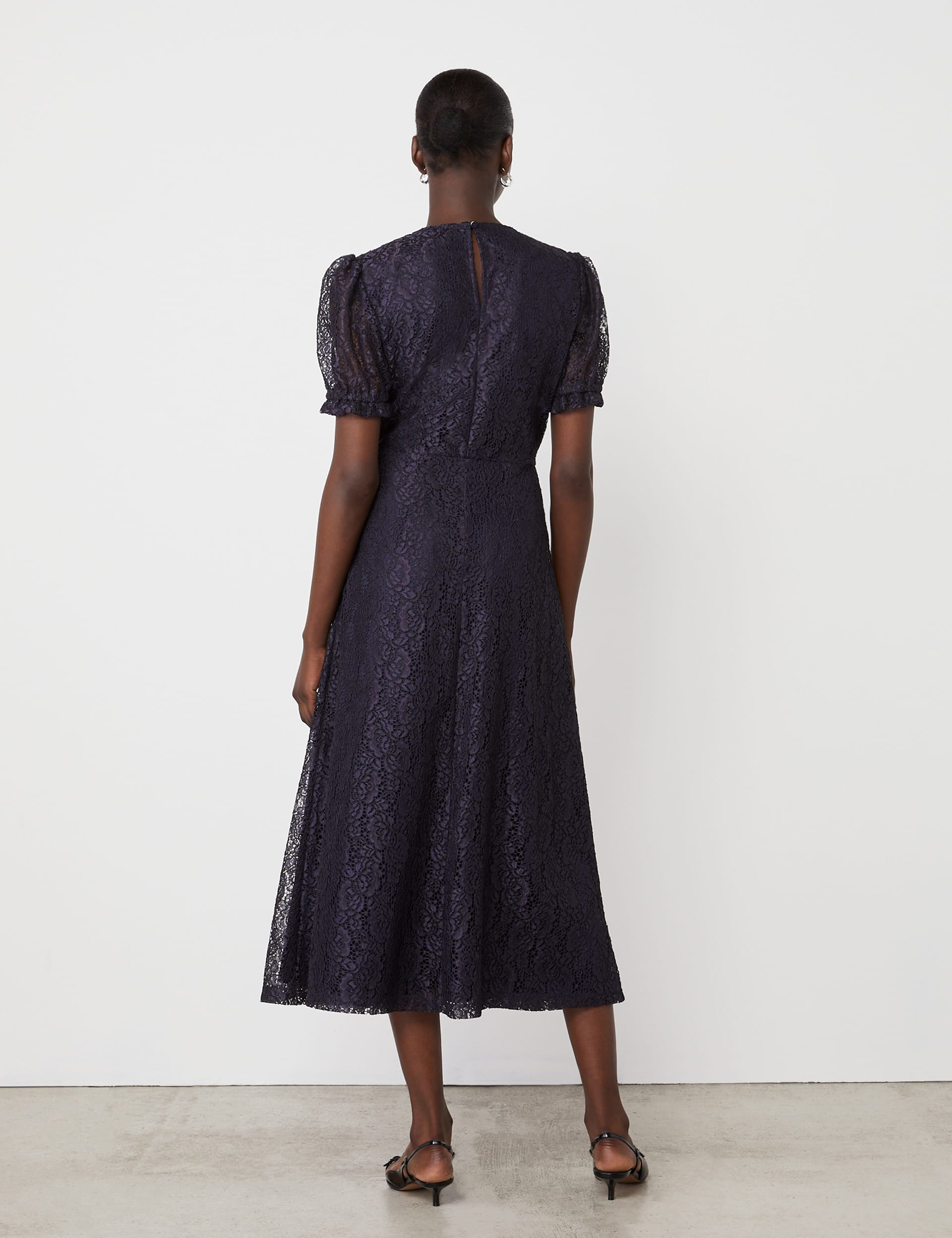 Finery London Women's Lace Midi Tea Dress - 16 - Navy, Navy