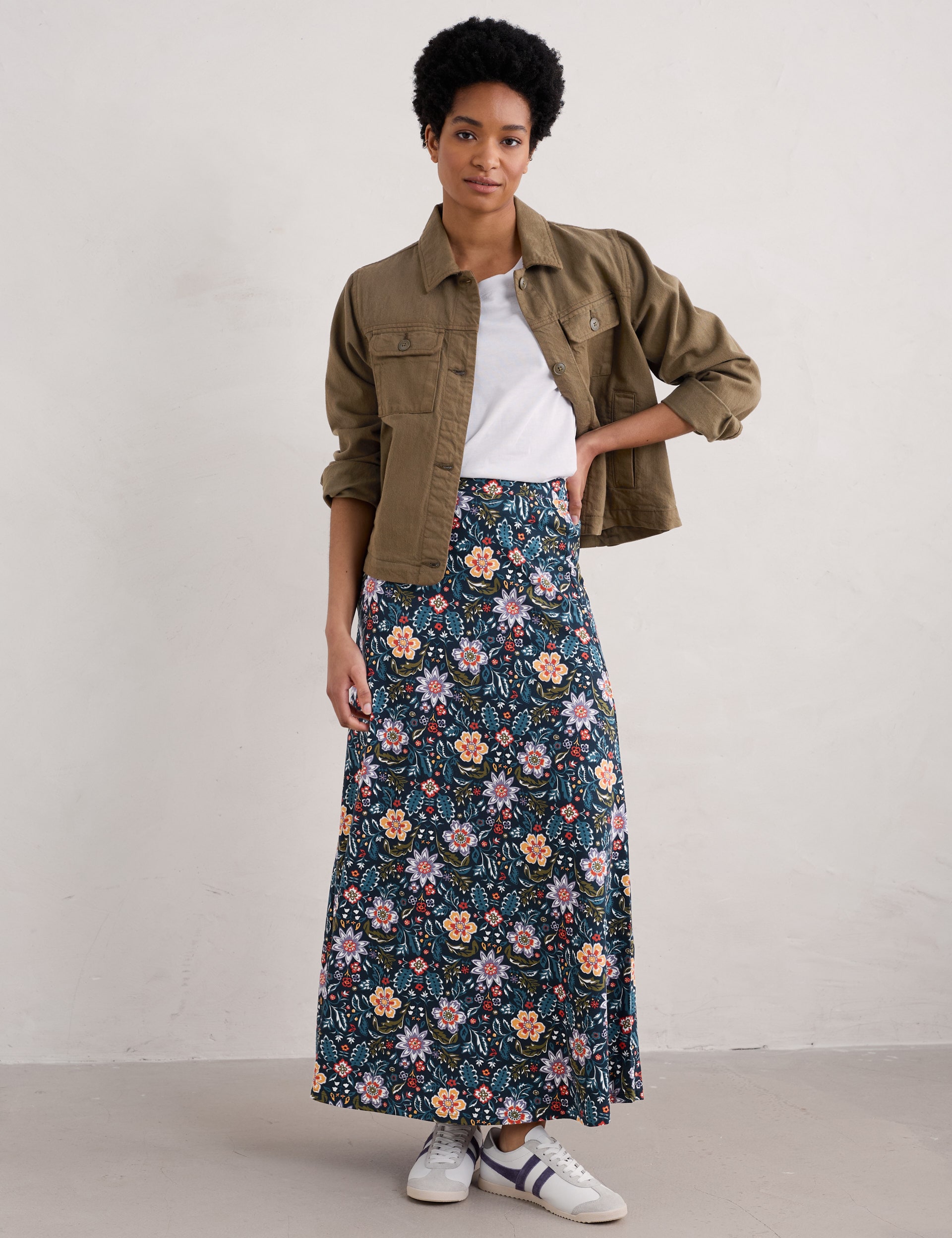 Seasalt Cornwall Women's Cotton Rich Floral Maxi A-Line Skirt - 8 - Multi, Multi