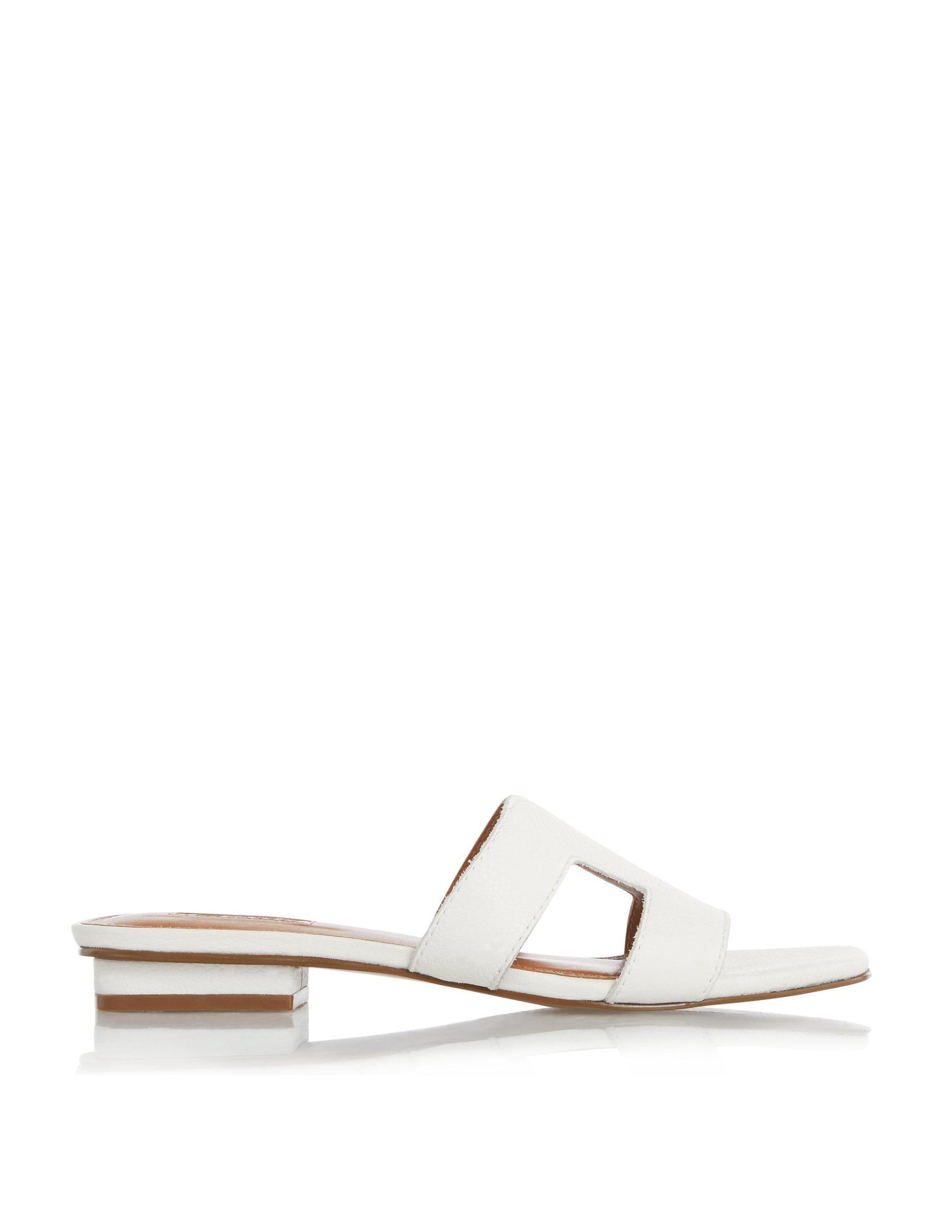 Dune London Women's Leather Block Heel Sliders - 6 - White, Tan,White