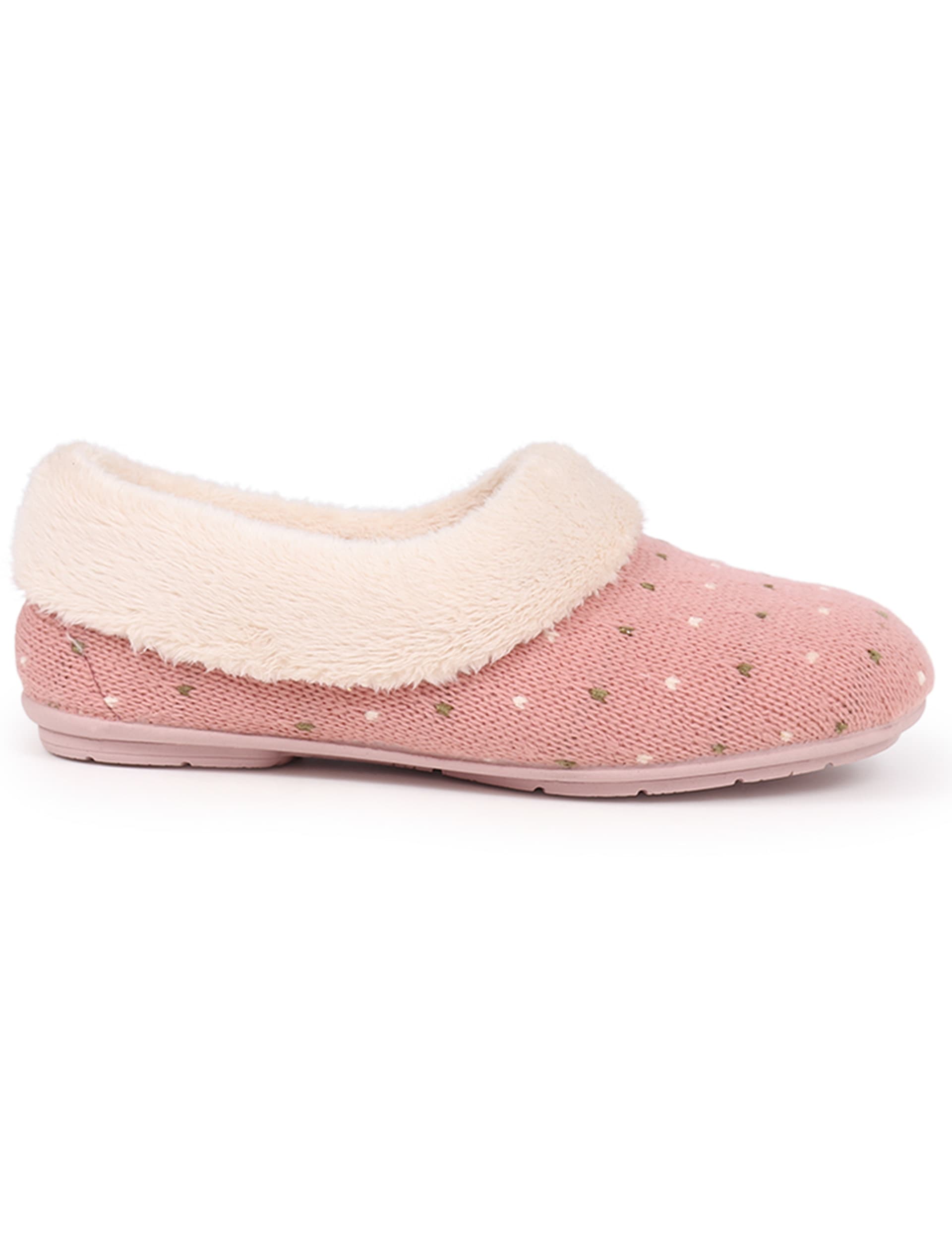 Jones Bootmaker Women's Polka Dot Faux Fur Lined Slippers - 5 - Pink, Pink