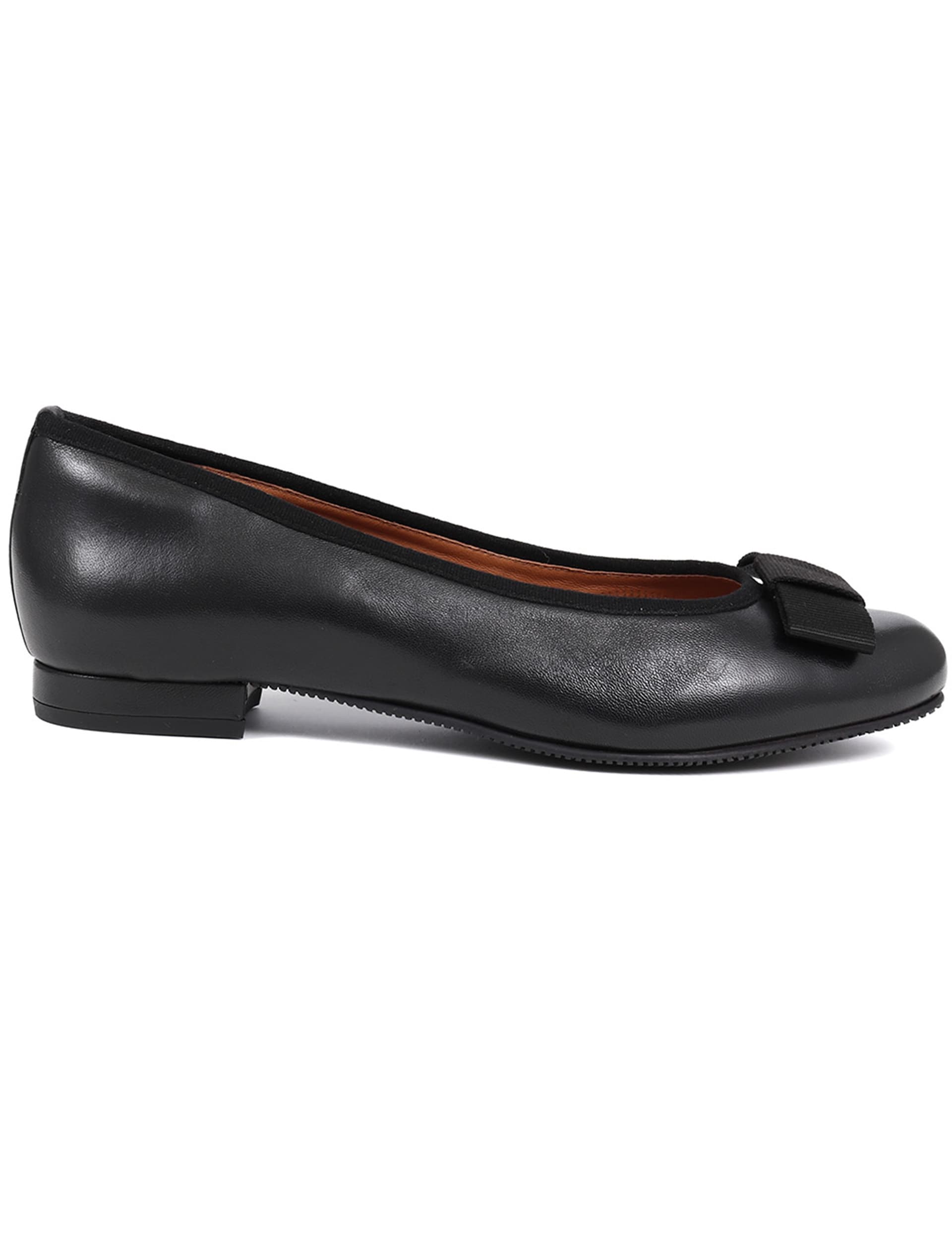 Jones Bootmaker Women's Wide Fit Leather Bow Flat Pumps - 5 - Black, Black