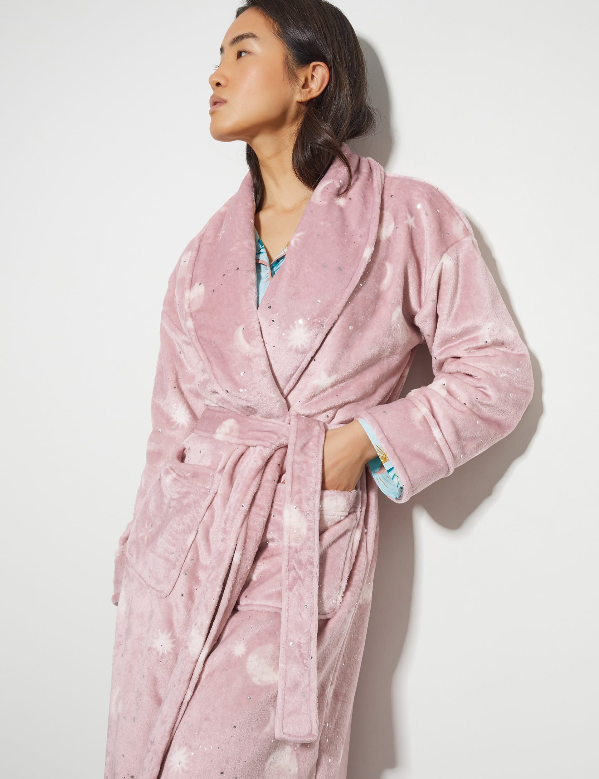 Monsoon Women's Star Print Dressing Gown - M - Pink Mix, Pink Mix