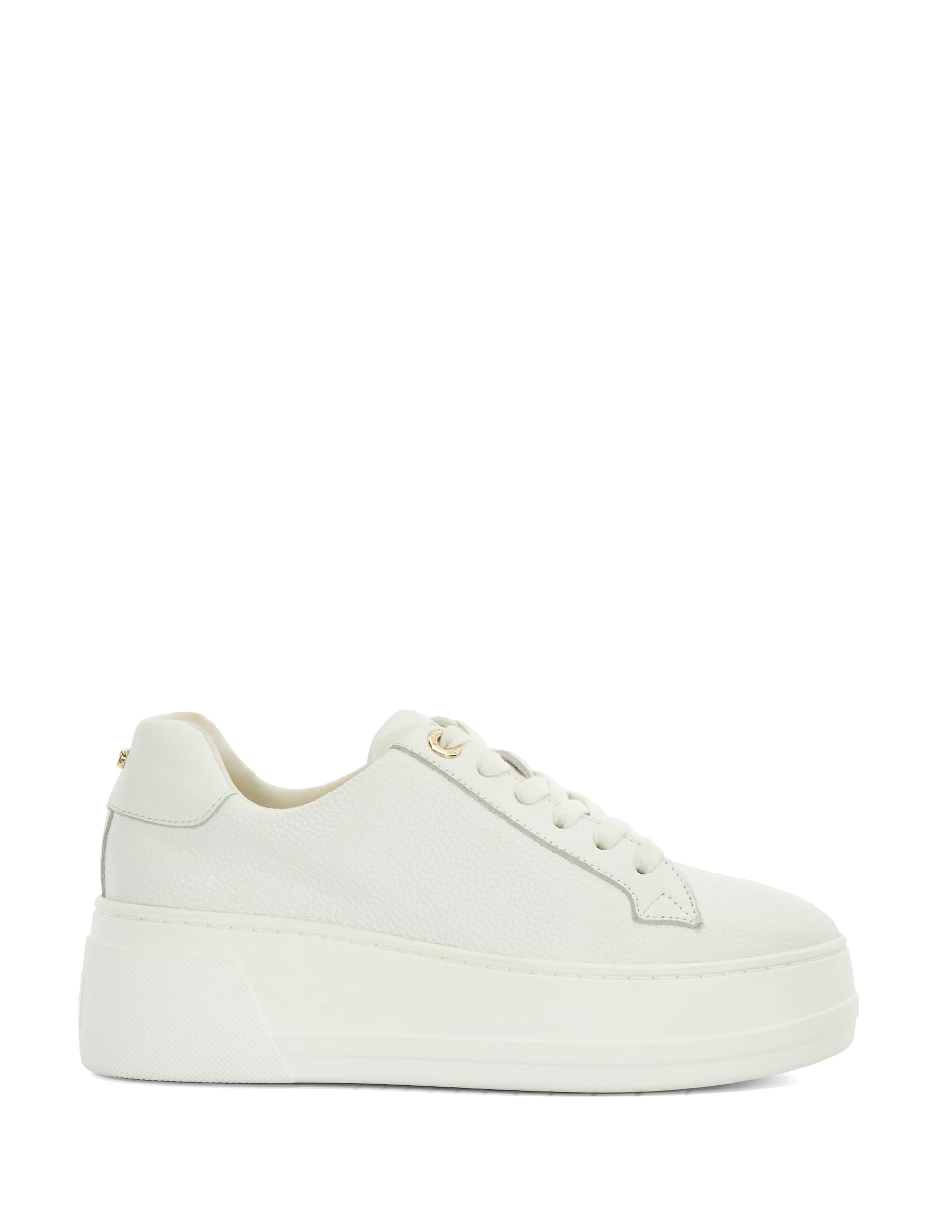 Dune London Women's Episode 2 Leather Lace Up Flatform Trainers - 4 - White, White,Black