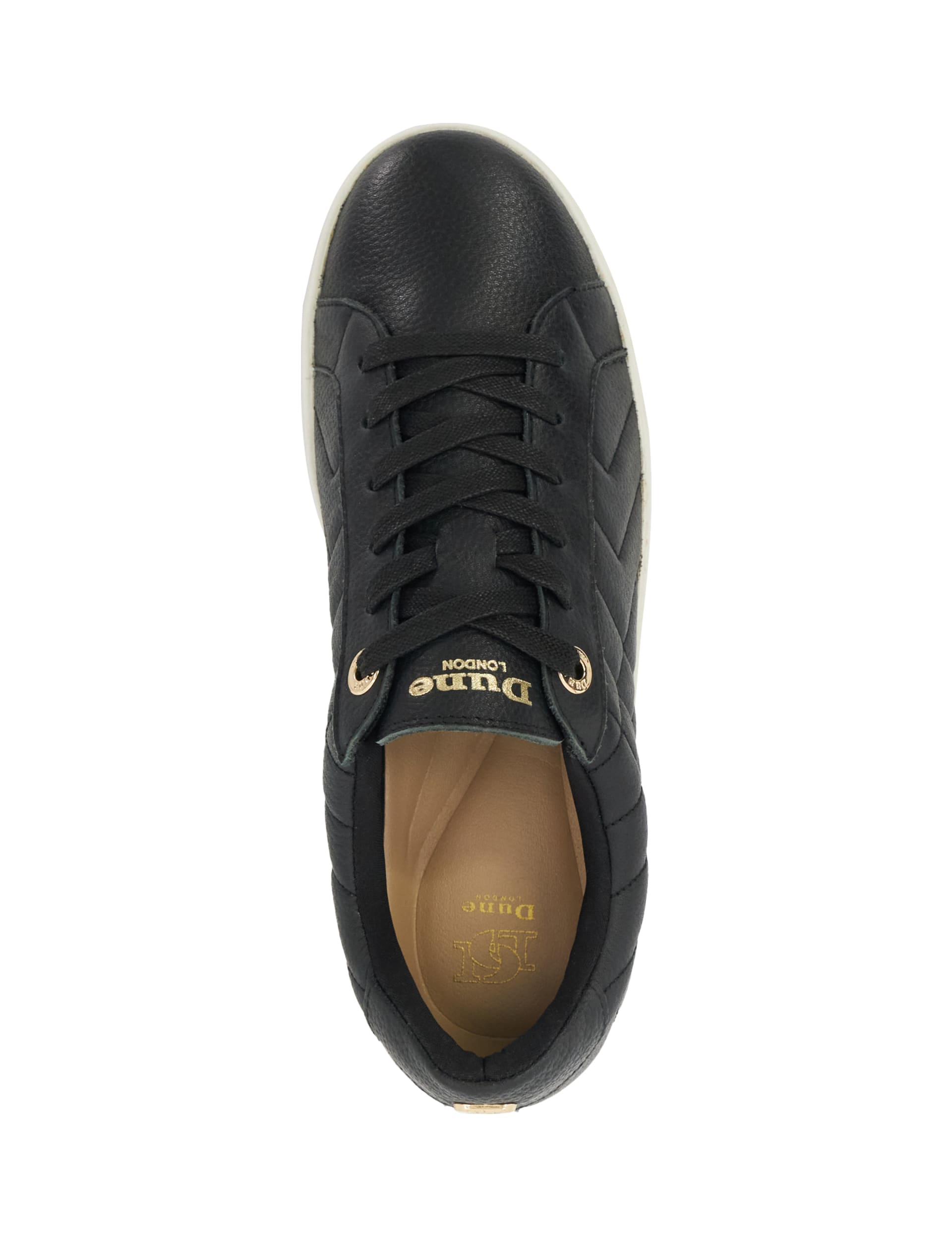 Dune London Women's Leather Quilted Lace Up Trainers - 5 - Black, Black,Gold