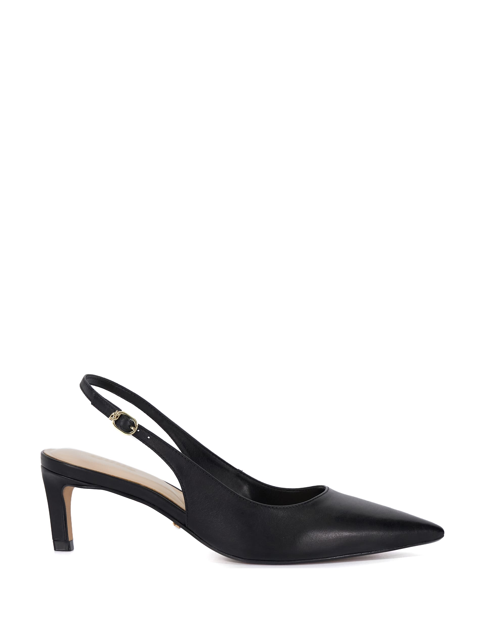 Dune London Women's Celinna Leather Slingback Buckle Court Shoes - 6 - Black, Black