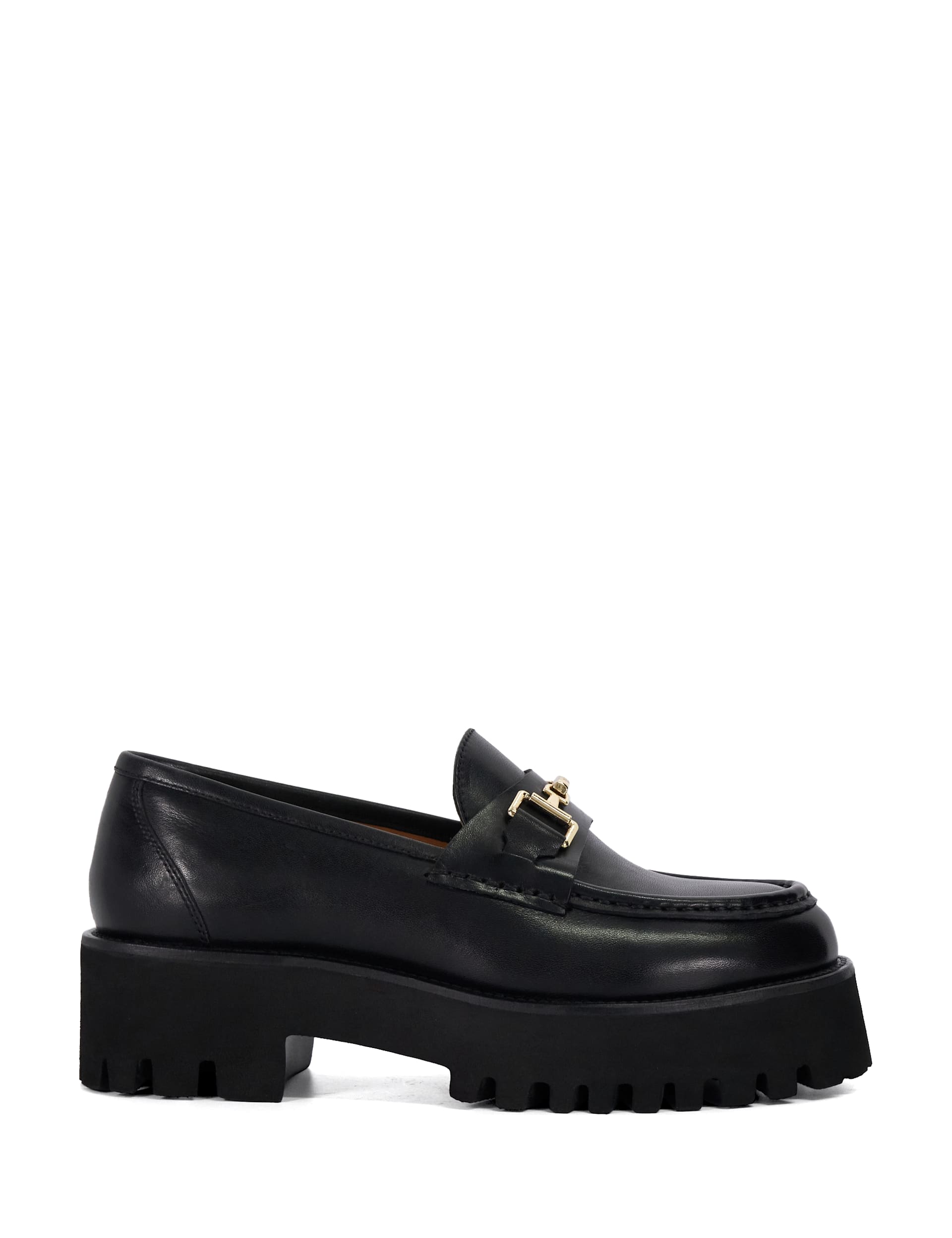 Dune London Women's Leather Chunky Block Heel Loafers - 6 - Black, Black