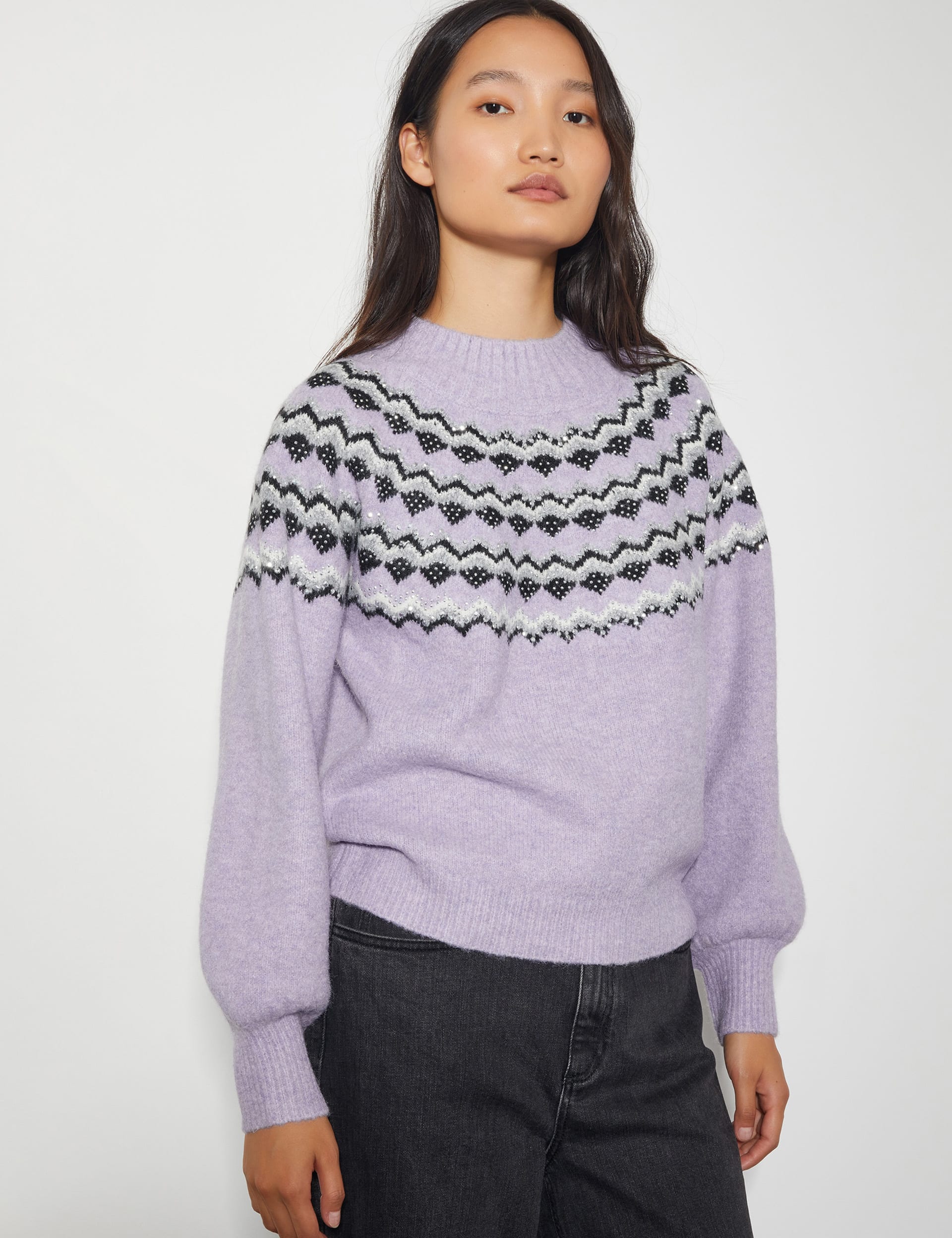 Monsoon Women's Fair Isle Crew Neck Jumper - XL - Purple Mix, Purple Mix