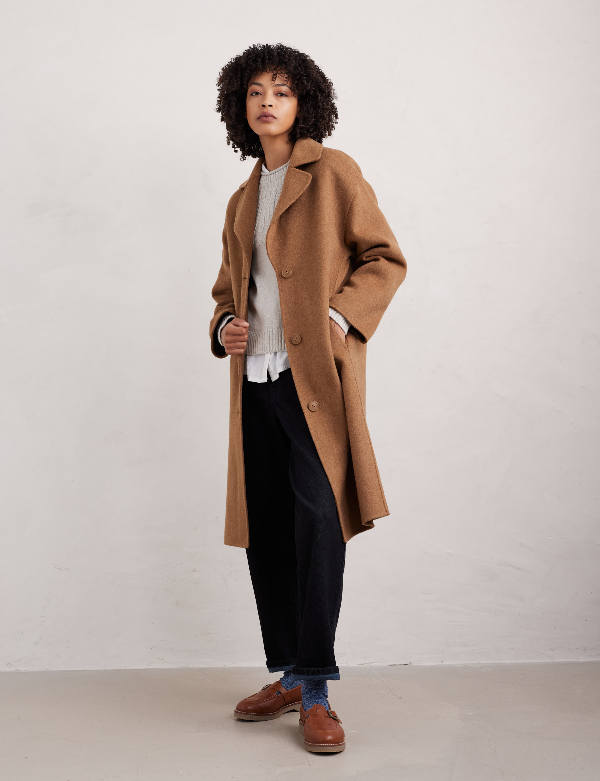 Seasalt Cornwall Women's Wool Blend Longline Coat - 24 - Brown, Brown