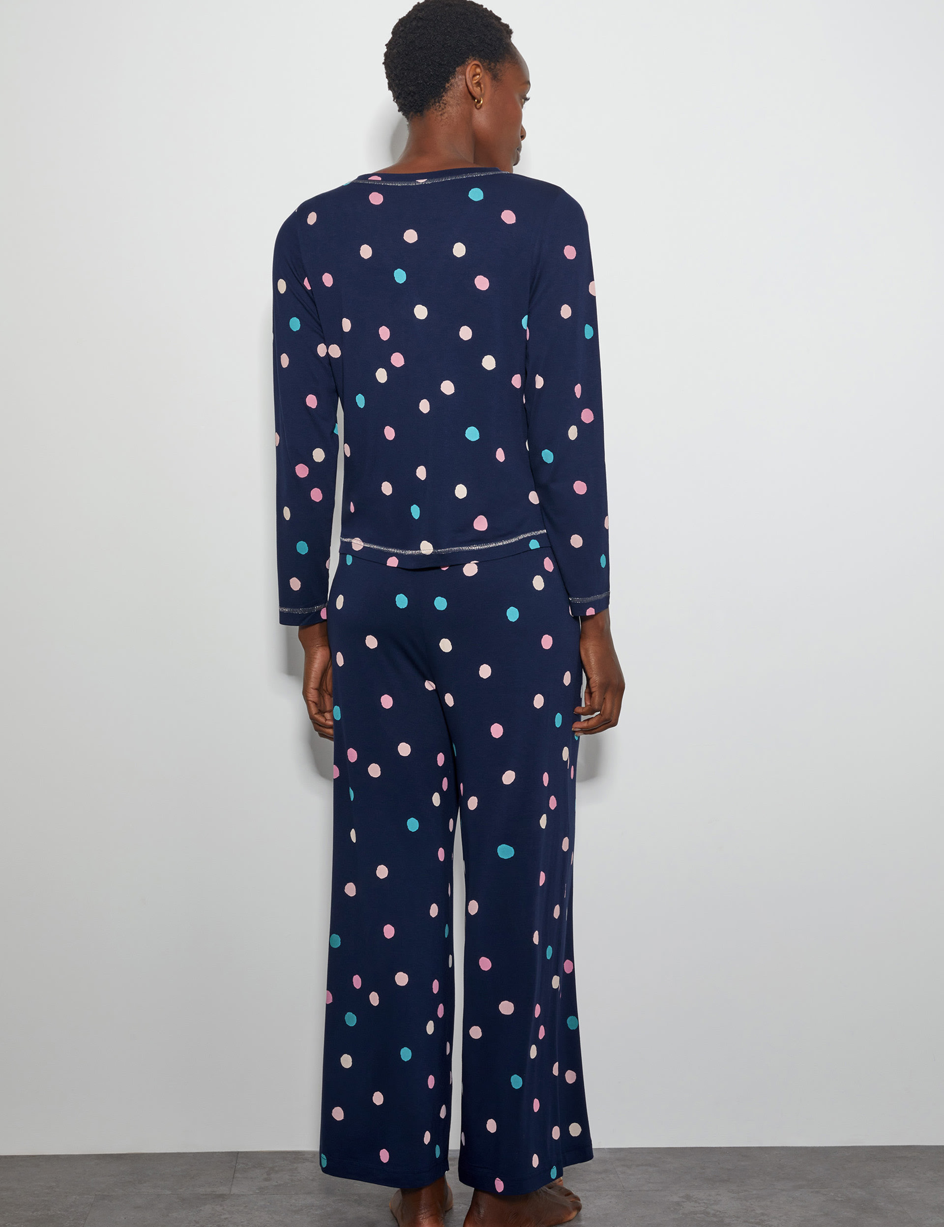 Monsoon Women's Spot Print Pyjama Set - Navy Mix, Navy Mix,Pink Mix