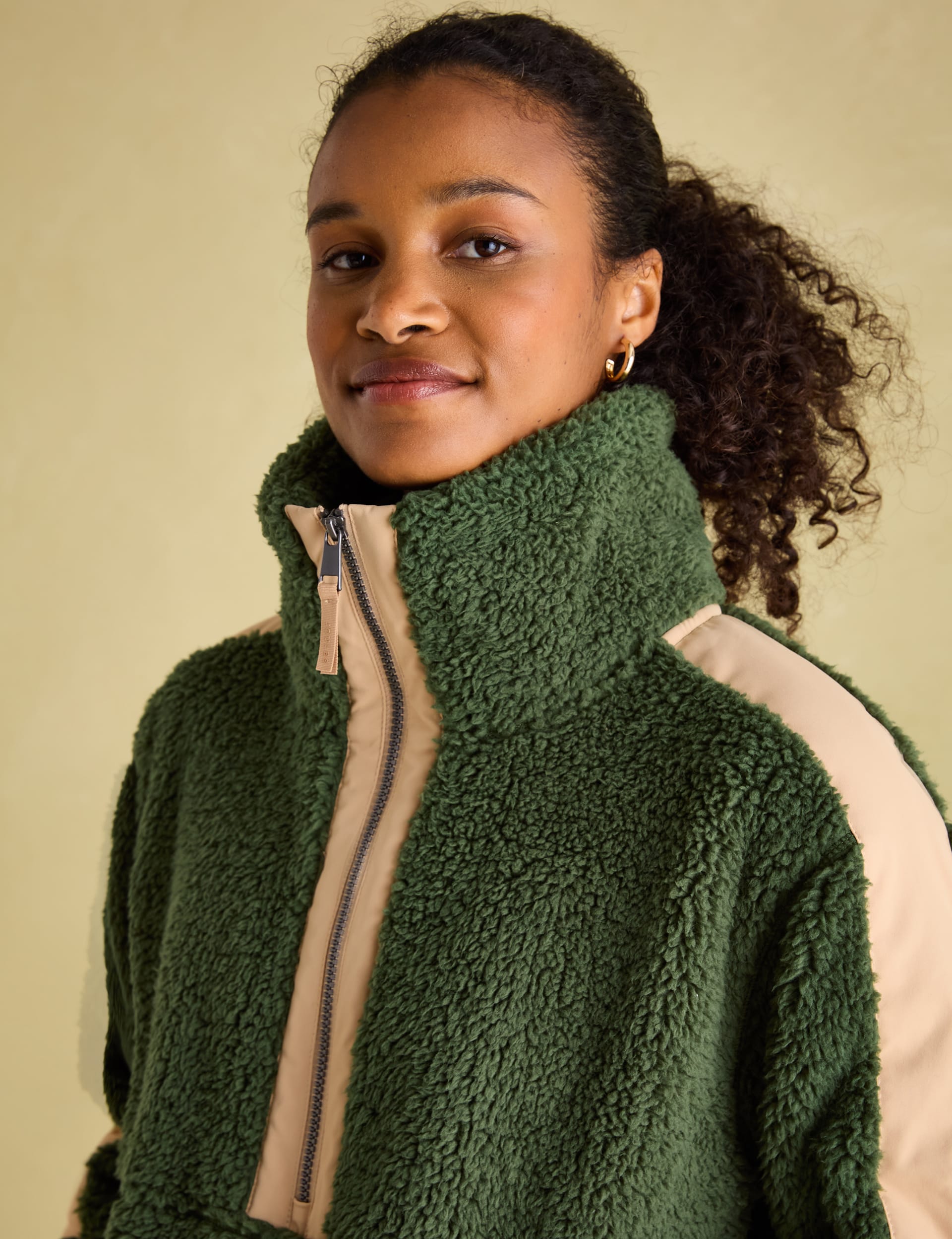 Joules Women's Borg Half Zip Fleece - 6 - Green, Green