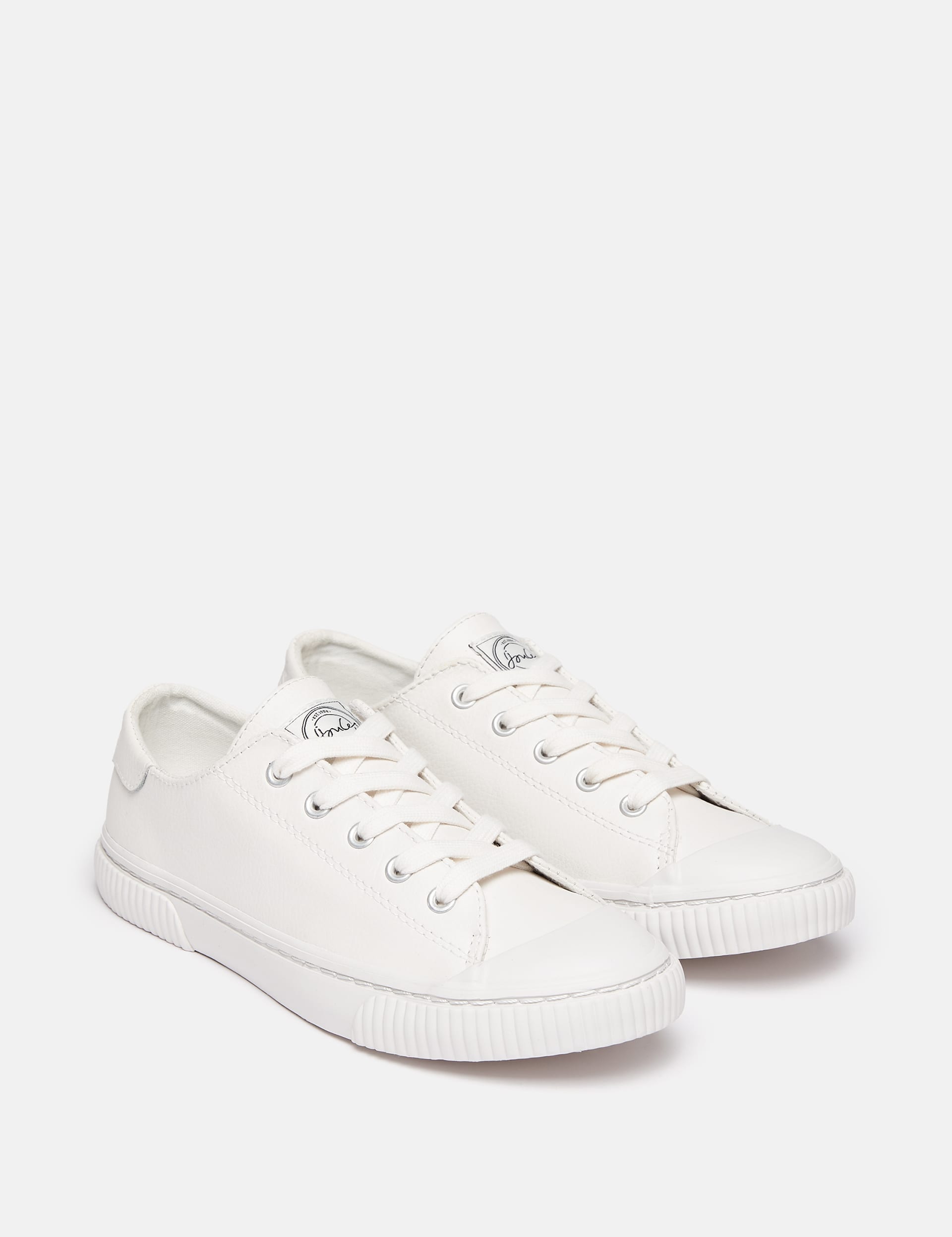 Joules Women's Leather Lace Up Trainers - 5 - White, White