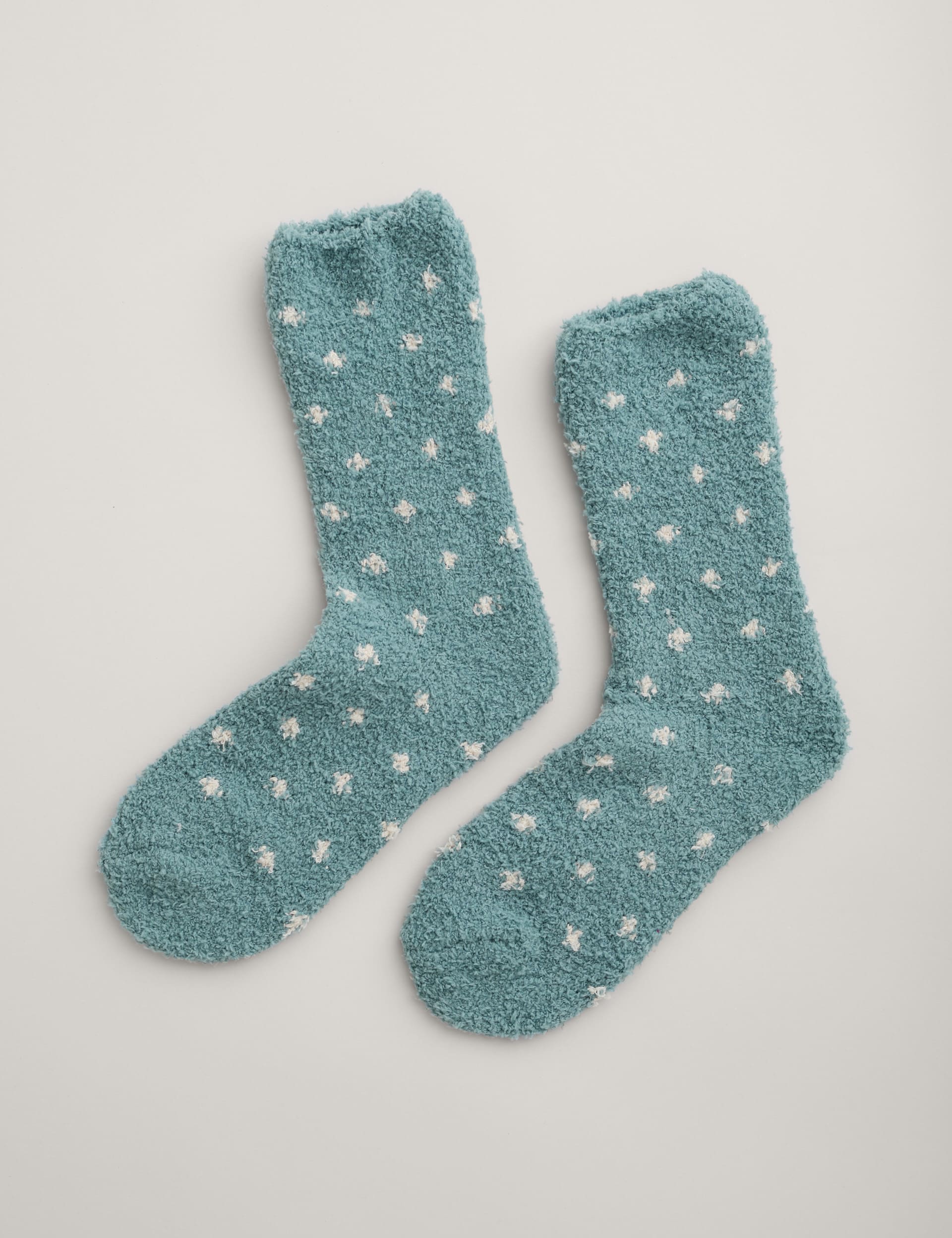 Seasalt Cornwall Women's Polka Dot Fluffy Ankle High Socks - Blue Mix, Blue Mix