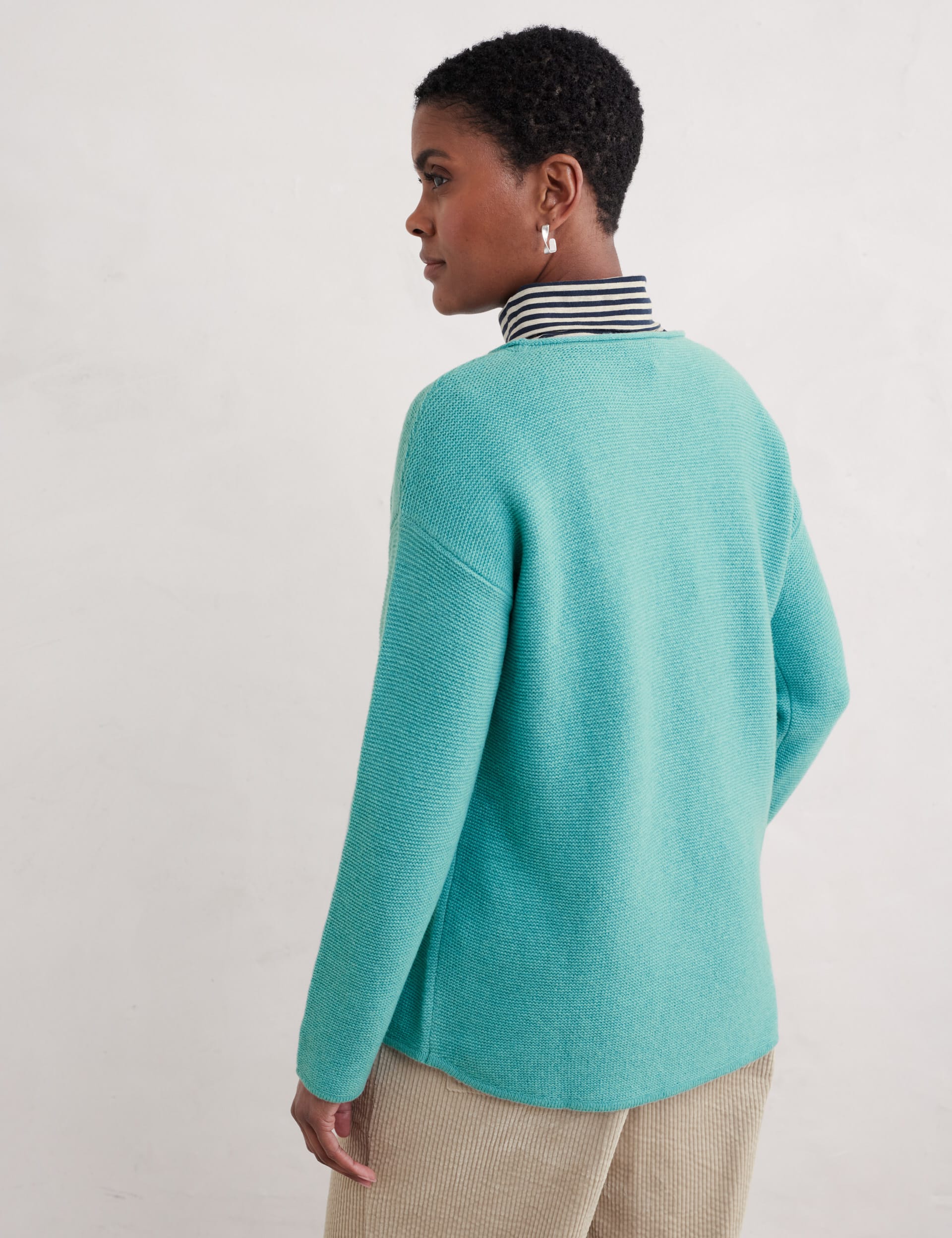 Seasalt Cornwall Women's Wool Rich Crew Neck Jumper - 8 - Light Teal, Light Teal,Teal,Yellow