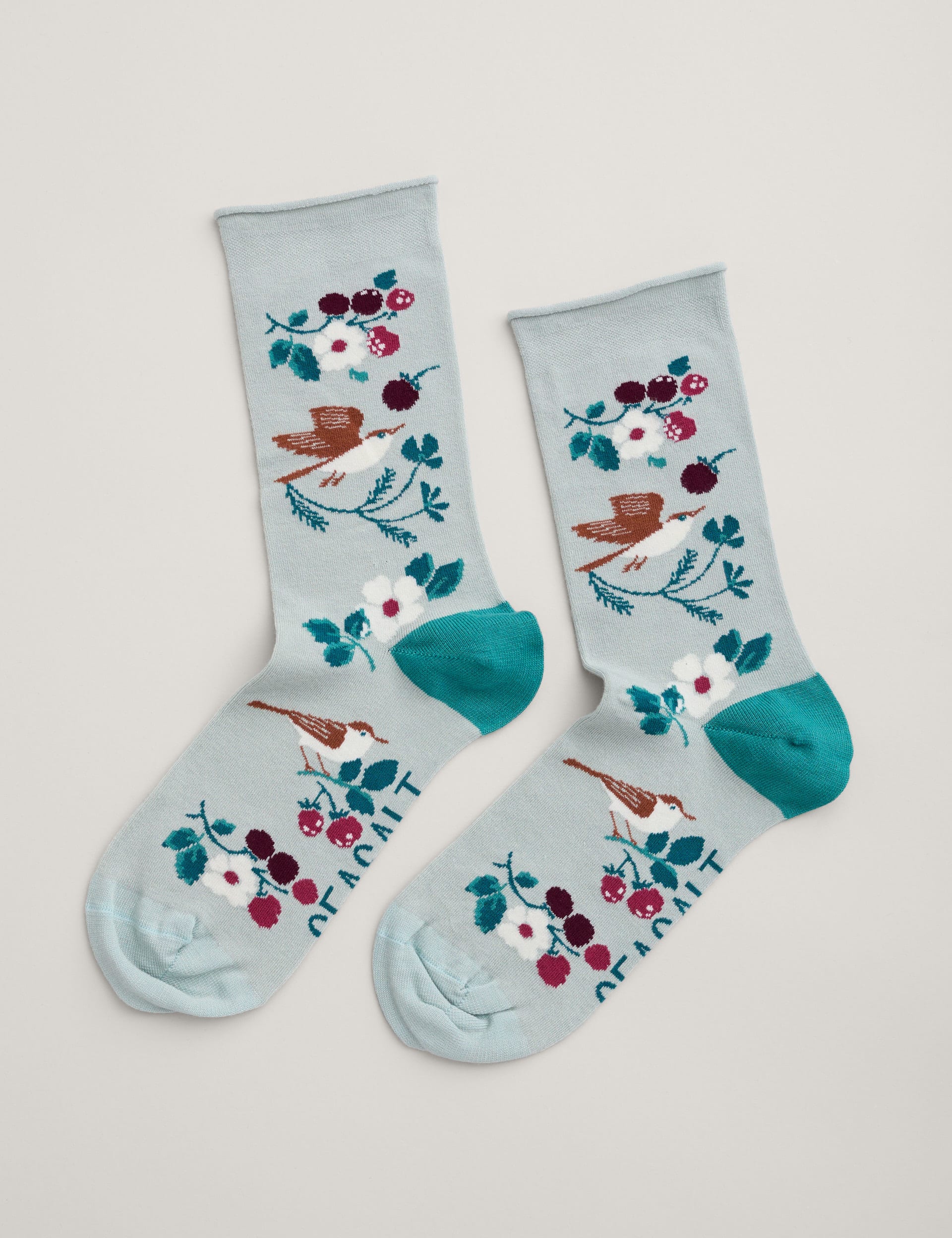 Seasalt Cornwall Women's Floral Ankle High Socks - Green Mix, Green Mix