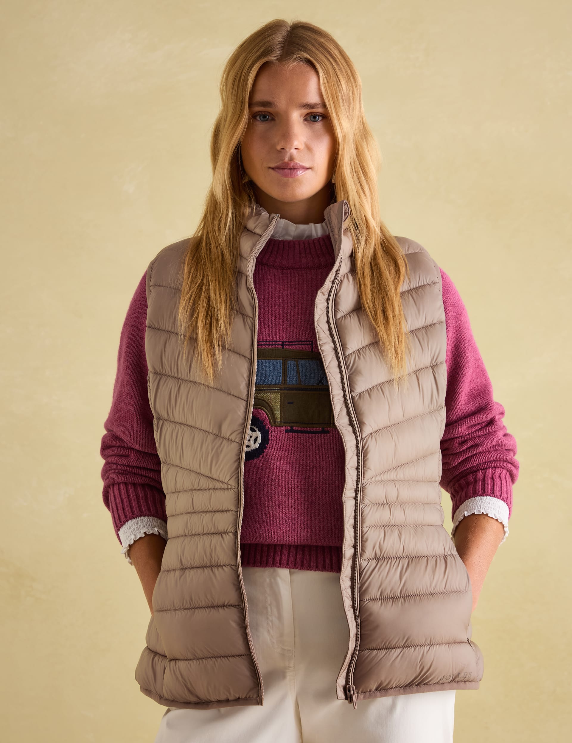 Joules Women's Padded Gilet - 12 - Taupe, Taupe