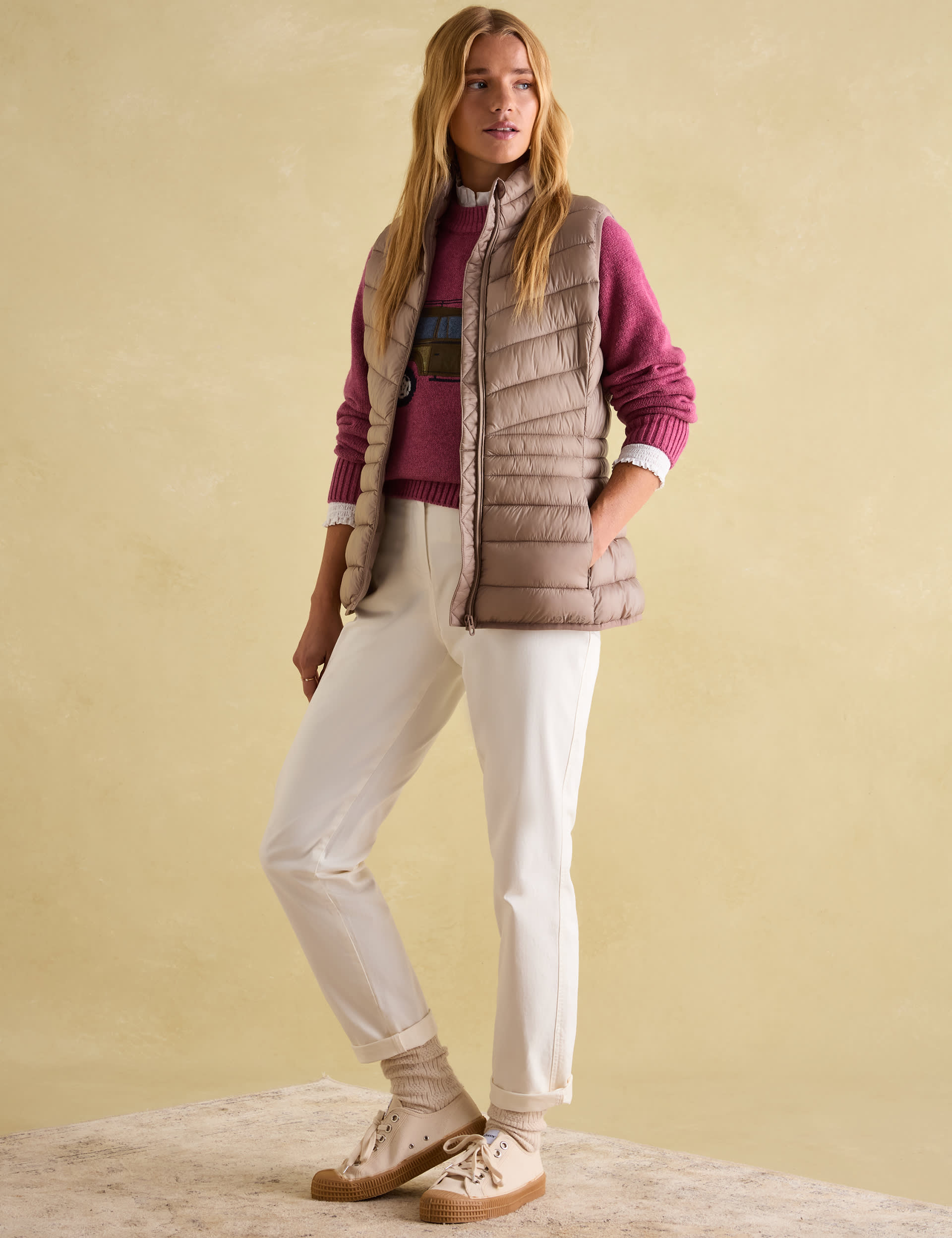 Joules Women's Padded Gilet - 12 - Taupe, Taupe