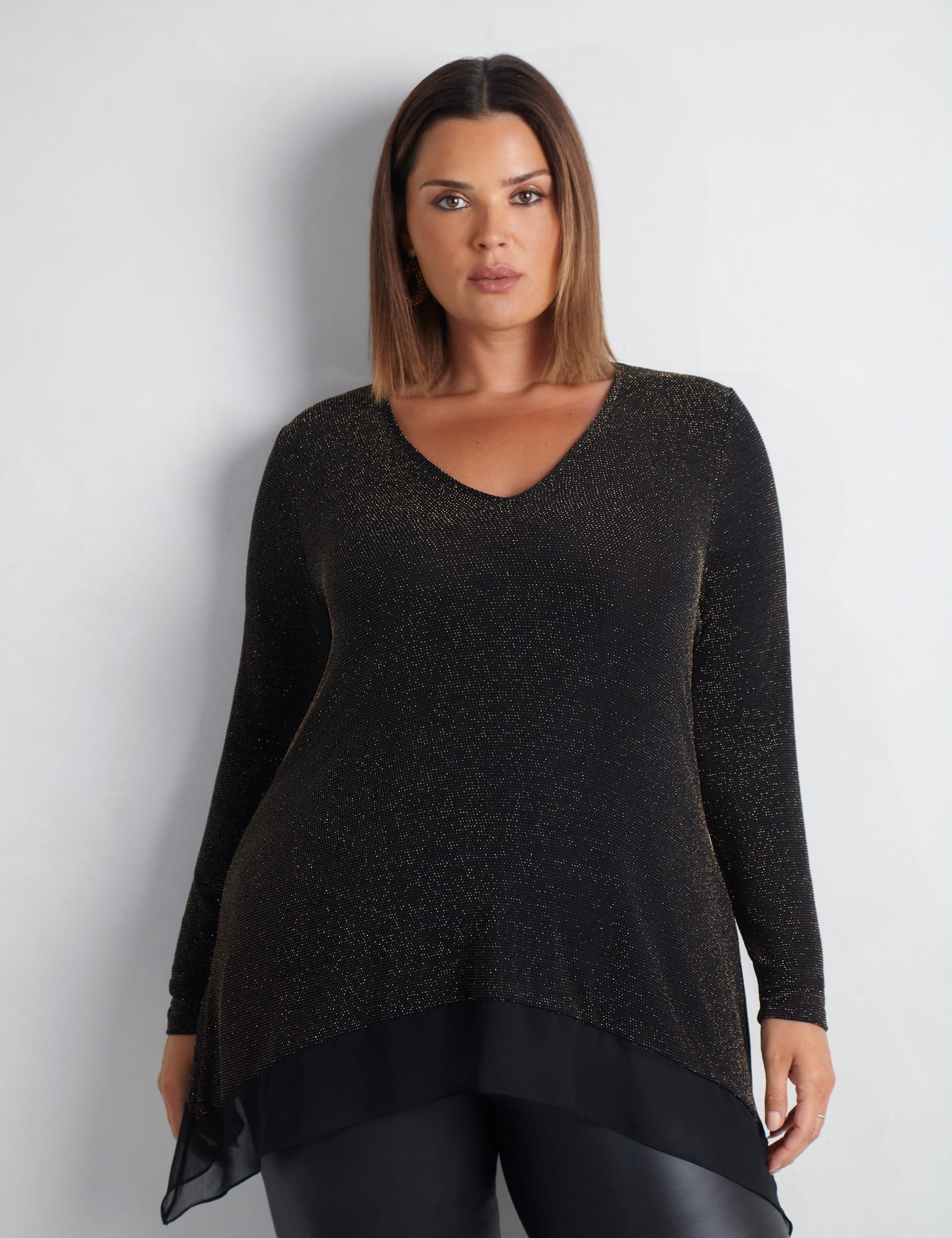 Live Unlimited London Women's Jersey Sparkly V-neck Tunic - 22 - Black, Black