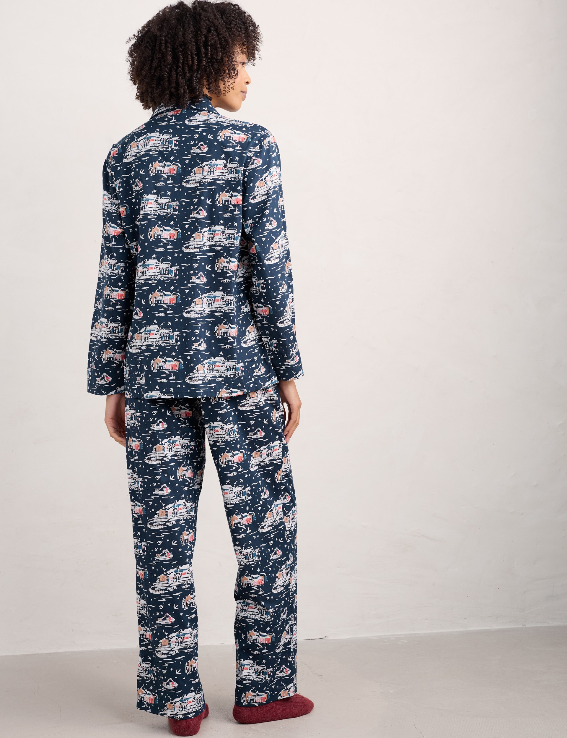 Seasalt Cornwall Women's Pure Cotton Print Pyjama Set - 18 - Navy Mix, Navy Mix