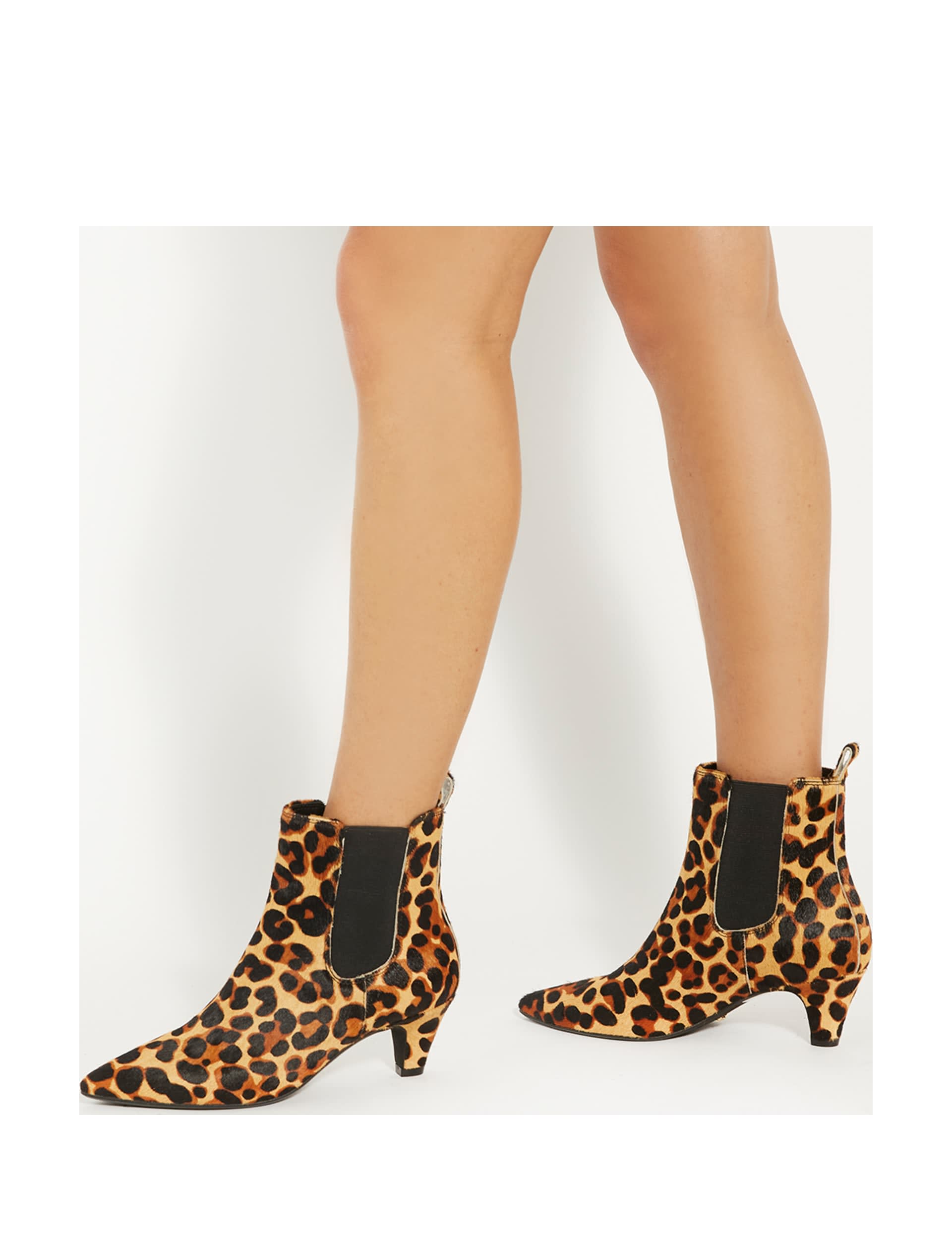 Dune London Women's Suede Animal Print Kitten Heel Boots - 3 - Multi, Multi