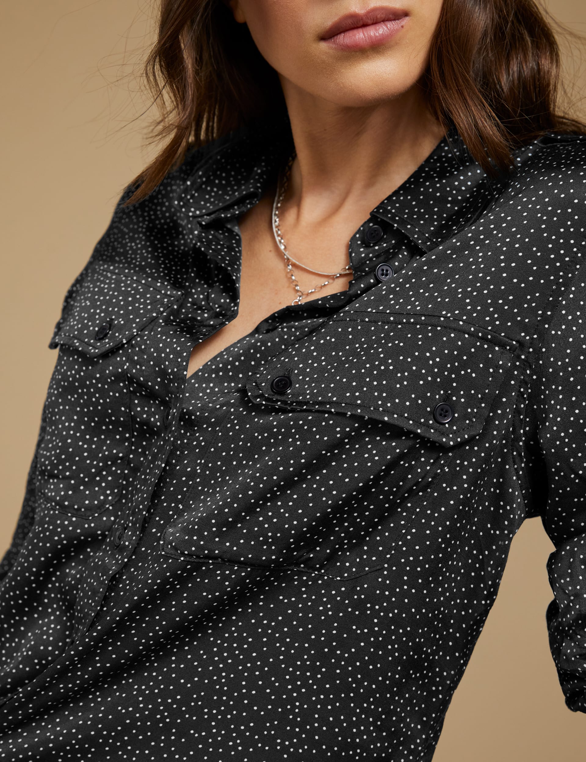 Baukjen Women's Satin Polka Dot Button Through Shirt - 18 - Black Mix, Black Mix