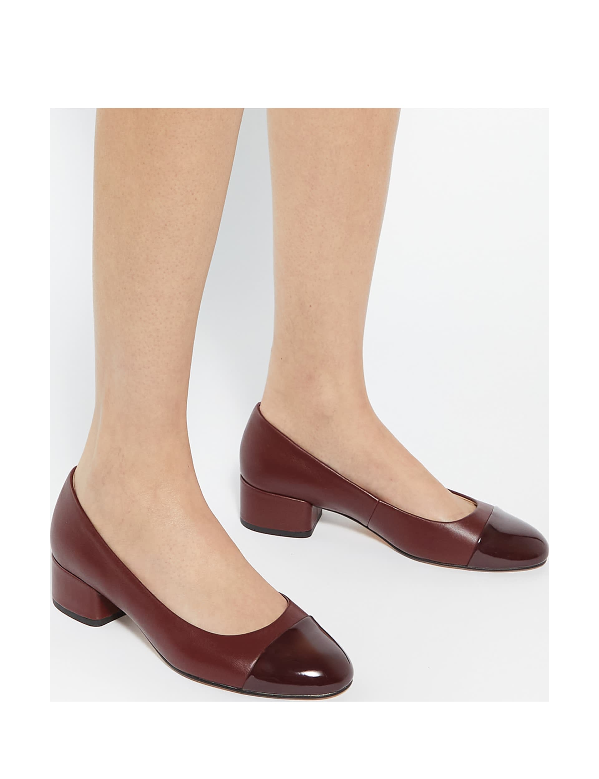 Dune London Women's Leather Slip On Block Heel Court Shoes - 7 - Burgundy, Burgundy