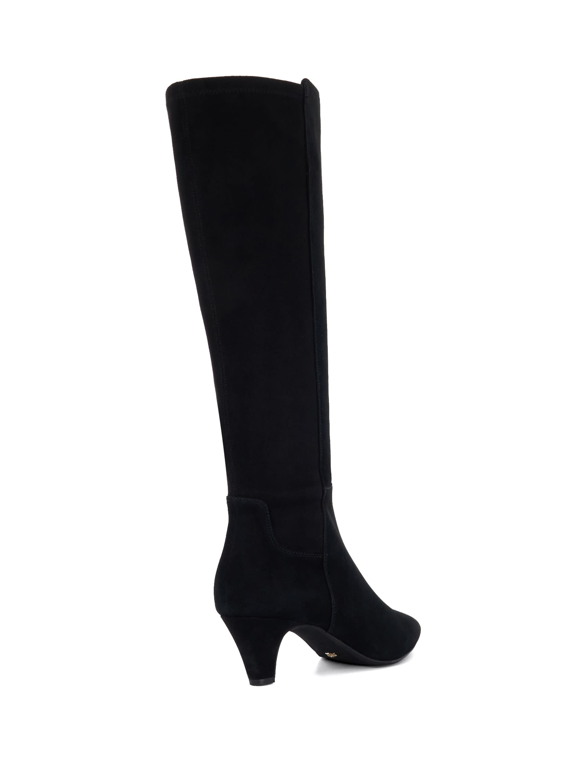 Dune London Women's Leather Kitten Heel Knee High Boots - 6 - Black, Black