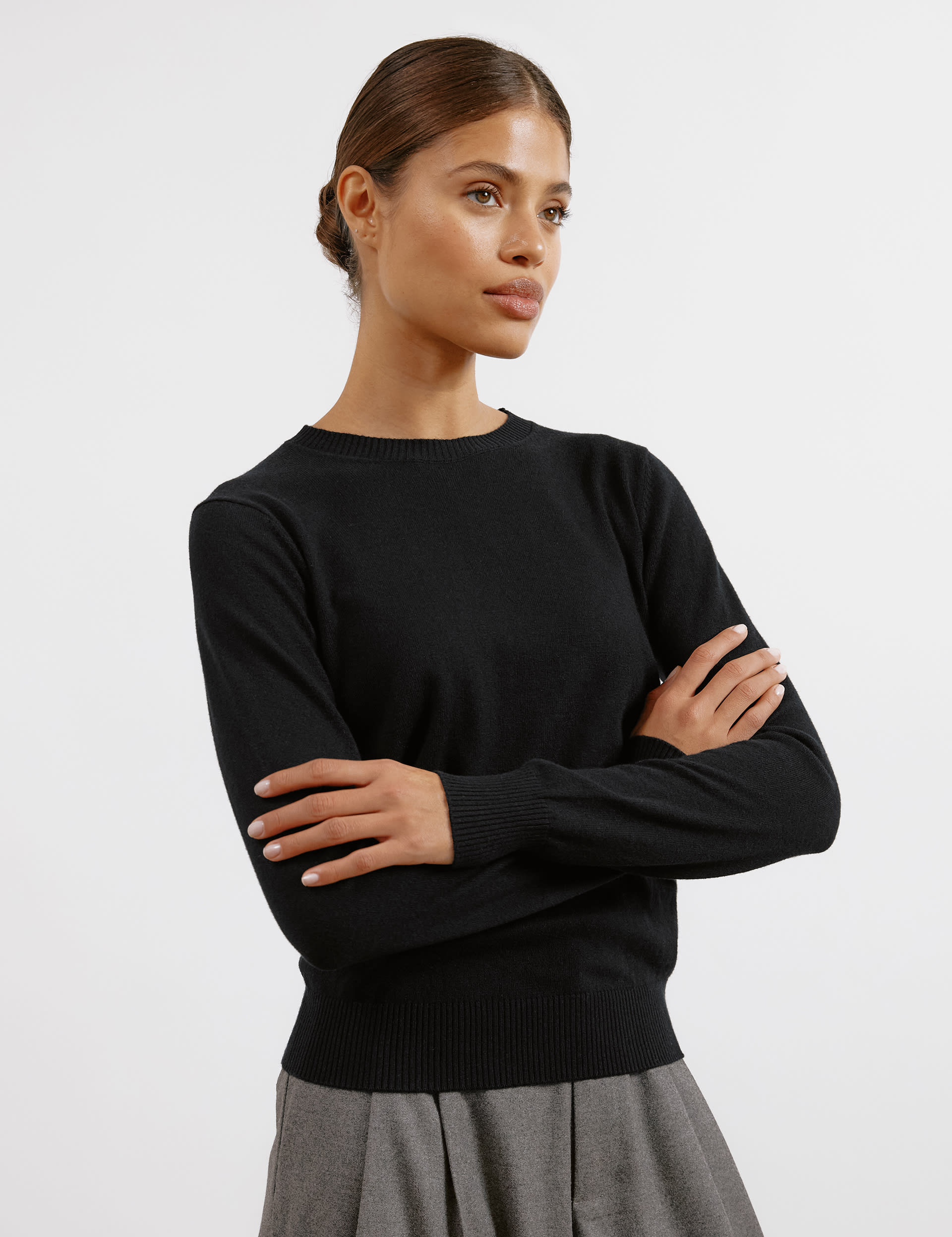 Albaray Women's Crew Neck Jumper with Wool - 18 - Black, Black