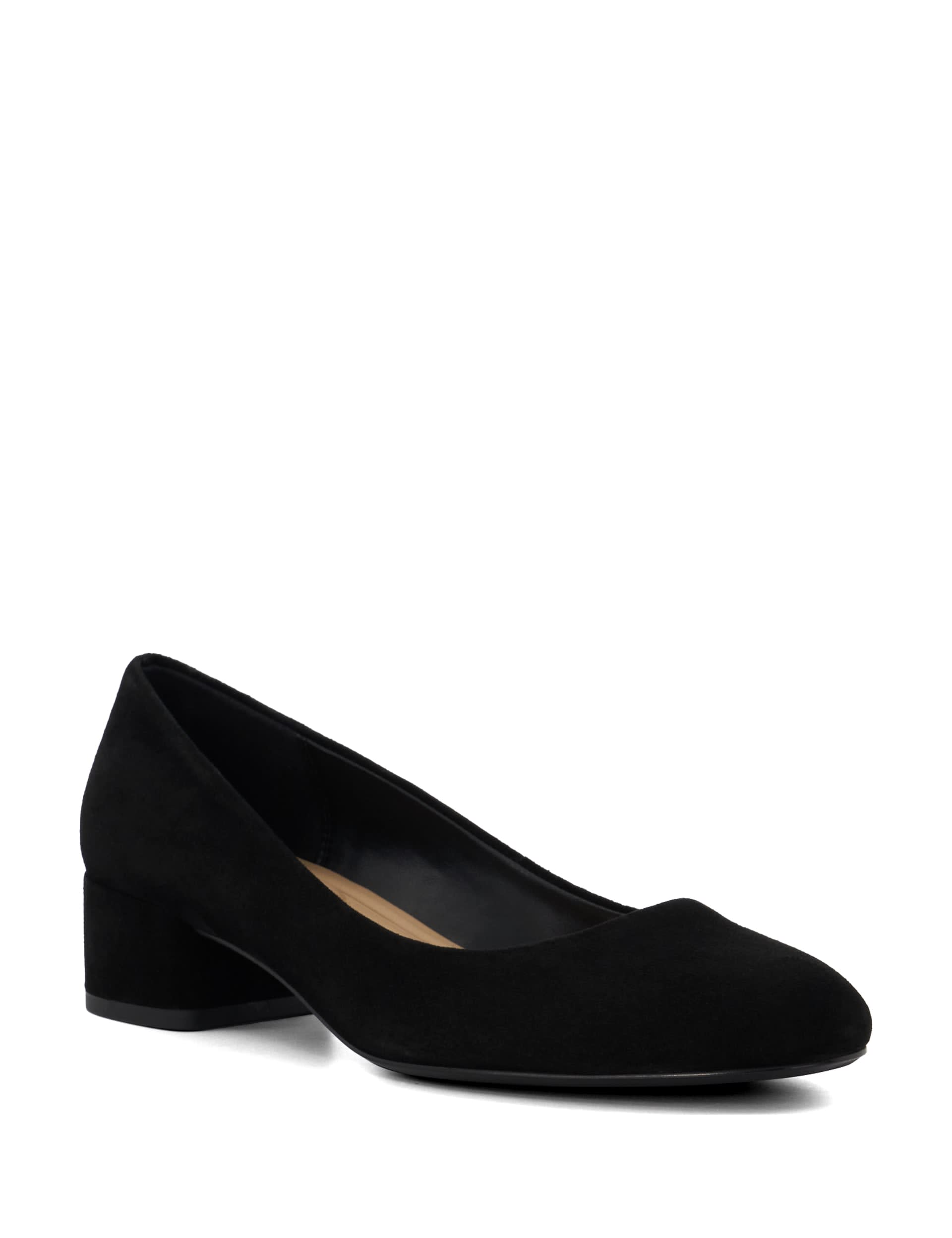 Dune London Women's Suede Slip On Block Heel Court Shoes - 4 - Black, Black