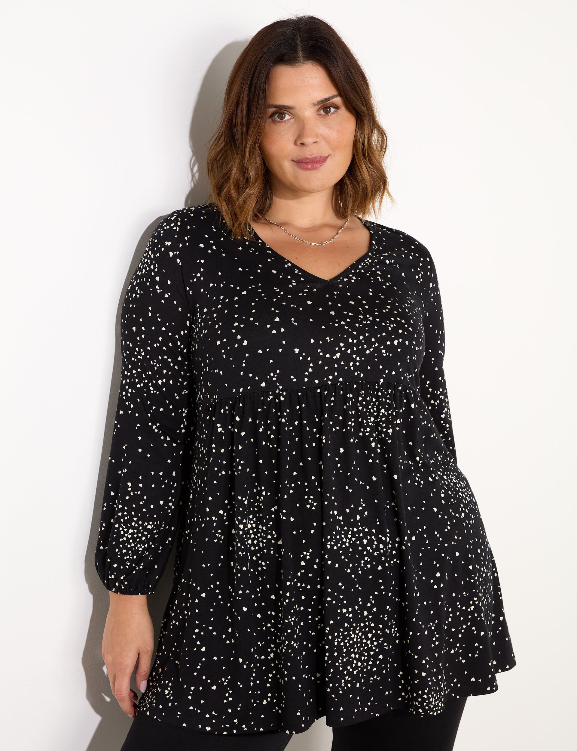 Live Unlimited London Women's Star Print Gathered Tunic - 16REG - Black Mix, Black Mix